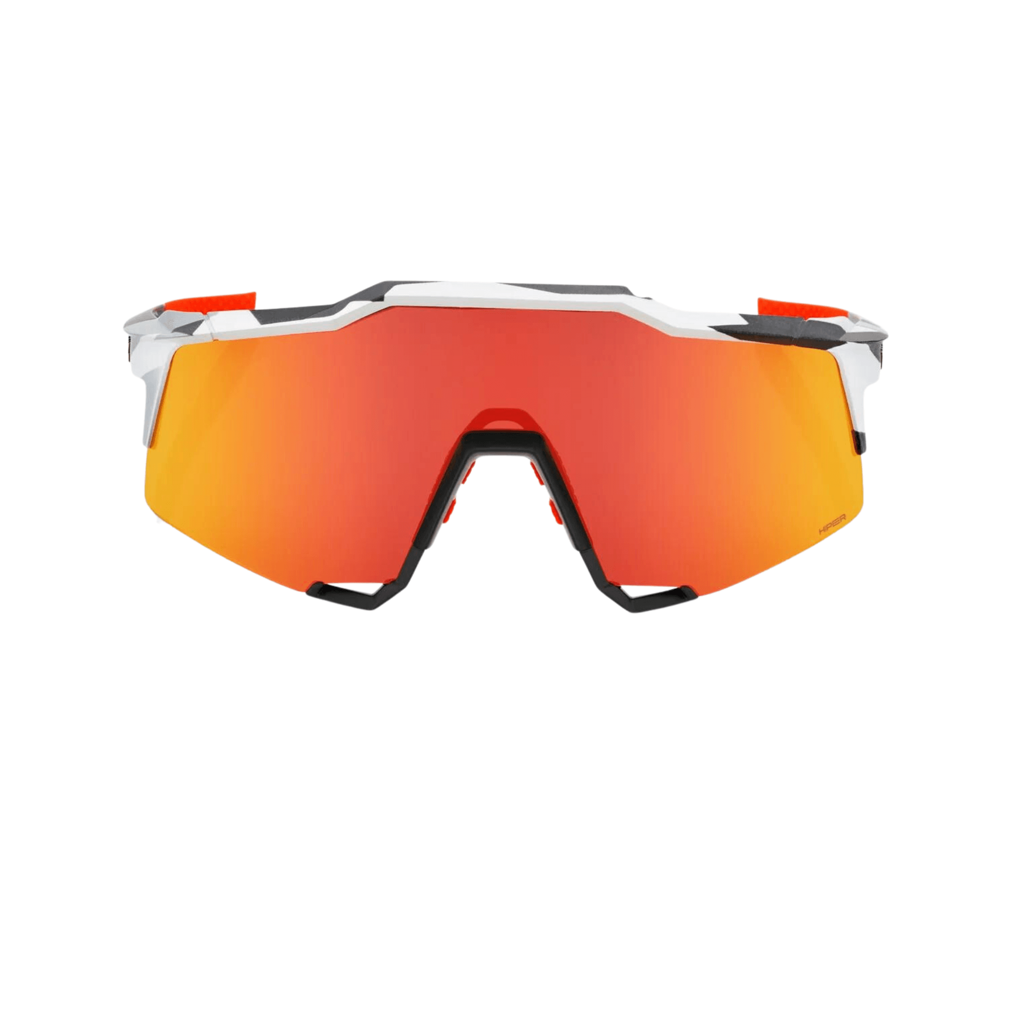 100% Speedcraft Soft Tact Grey Camo sunglasses with Hiper Red multilayer mirror lens for enhanced visibility and protection.