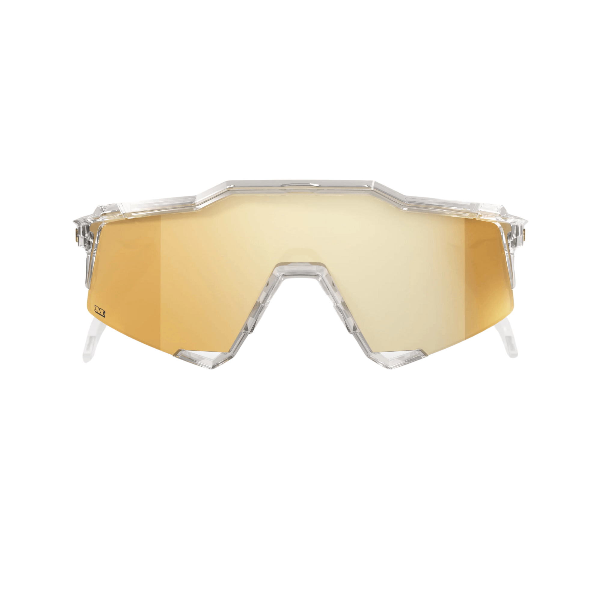 100% Speedcraft Money Mike 24 LE sunglasses with crystal frame and gold HiPER mirror lens, showcasing premium style and performance.