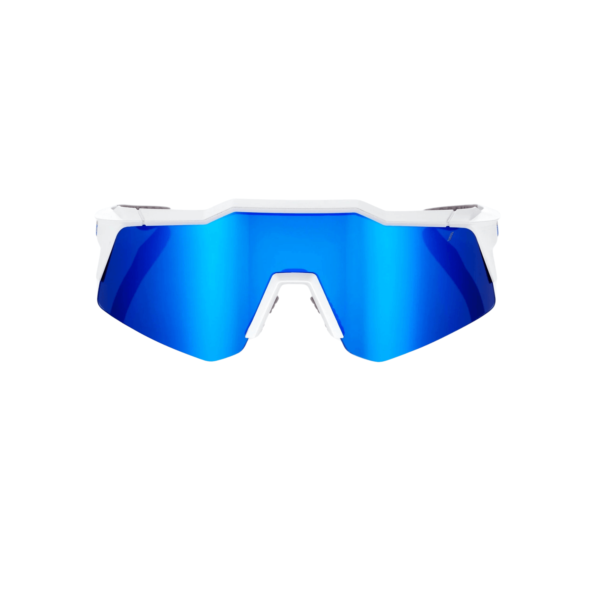 100% Speedcraft XS sunglasses in matte white with blue multilayer mirror lens, offering UV protection and enhanced visibility.
