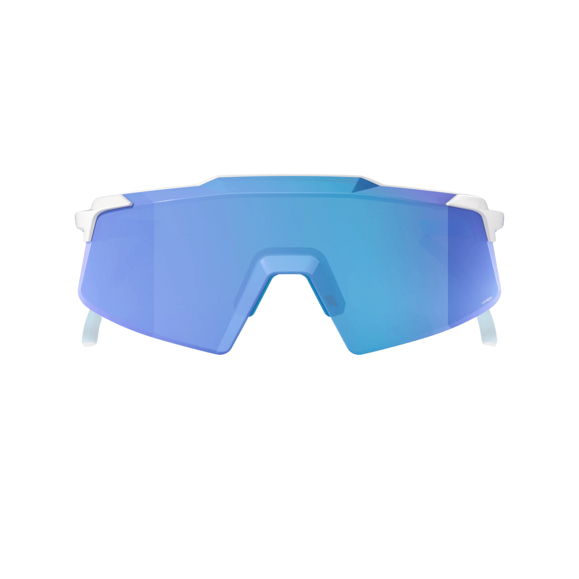 100% Aerocraft Matte White HiPER® Blue Mirror Lens performance sunglasses with frameless design and Ultra HD optics.