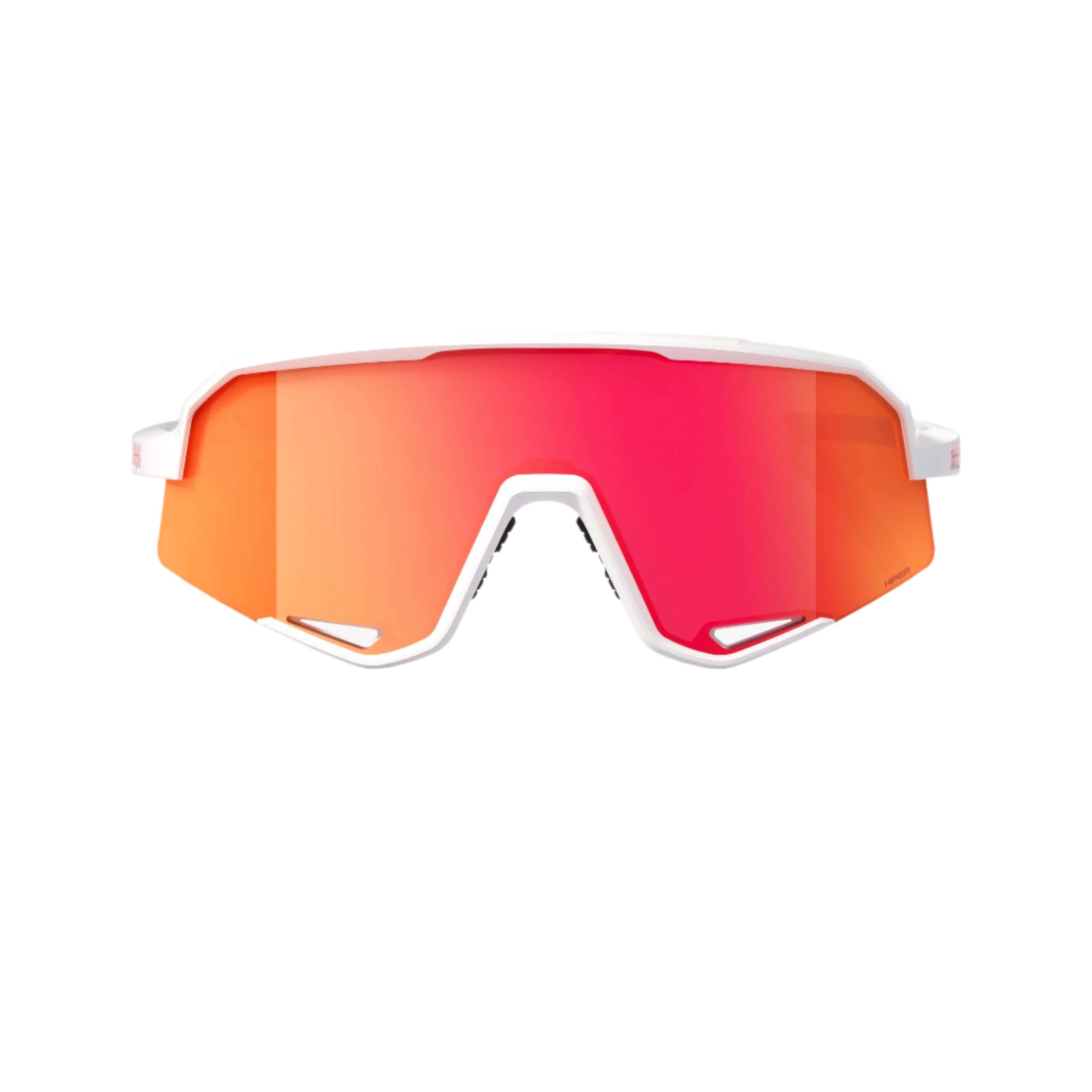 100% Slendale Matte White sunglasses with HiPER Red multilayer mirror lens for style and comfort.
