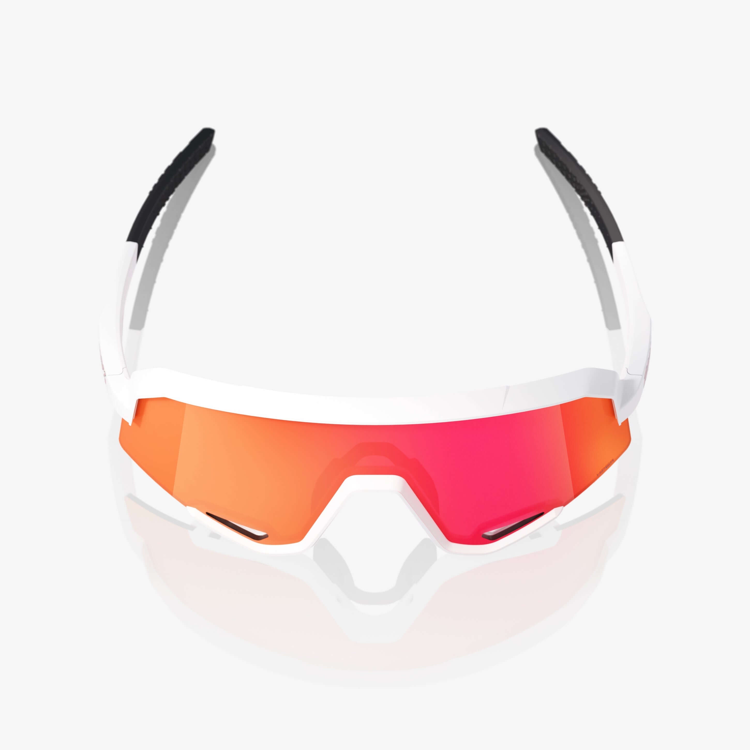 Sleek 100% Slendale Matte White sunglasses with HiPER Red multilayer mirror lens.