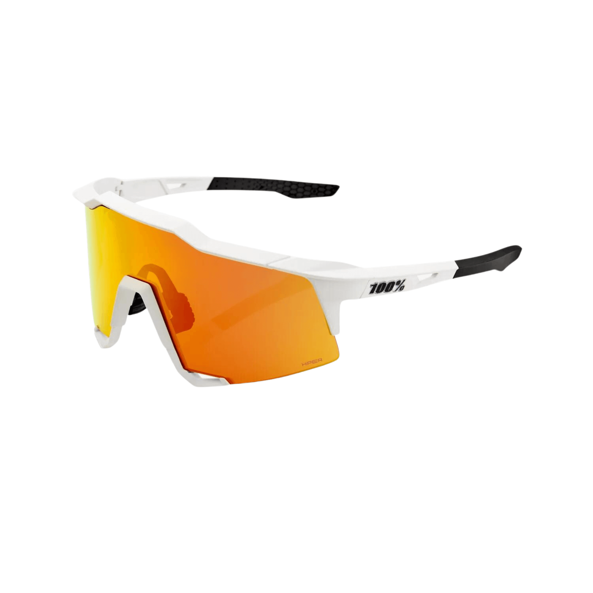 100% Speedcraft Soft Tact Off White sunglasses with HiPER Red multilayer mirror lenses for sports performance.