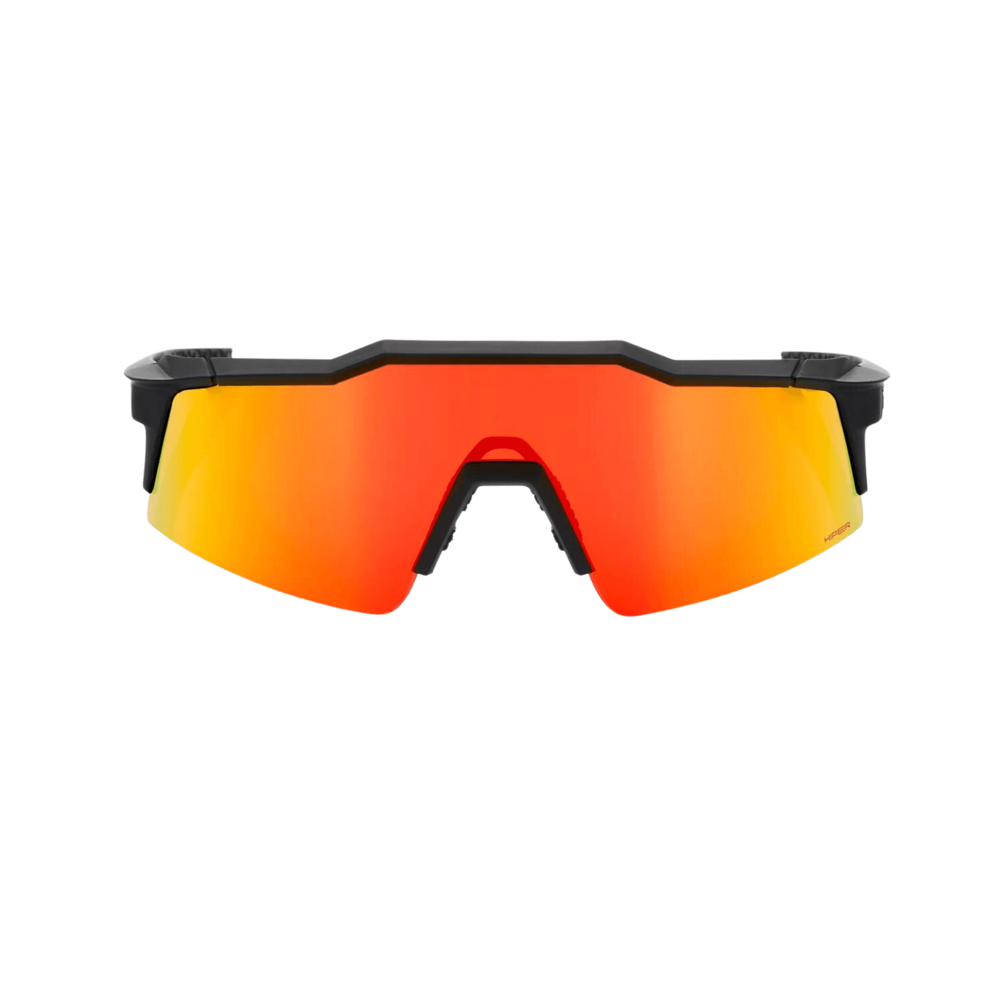 100% Speedcraft SL sunglasses with black frame and Hiper red multilayer mirror lens for optimal vision and UV protection.