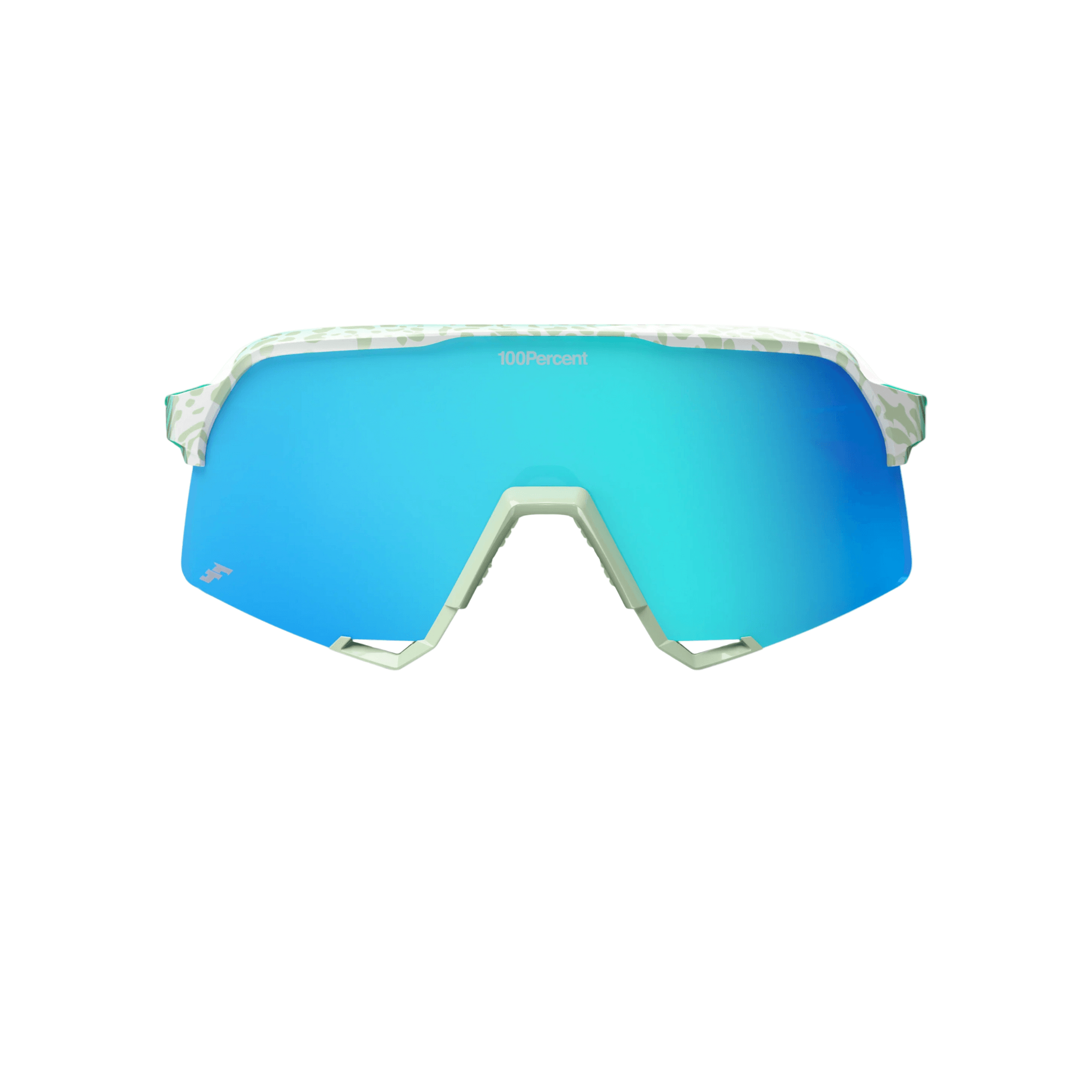 100% Speedcraft S3 LE Elly 2 Limited Edition front view with polished light green frame and blue topaz mirror lens