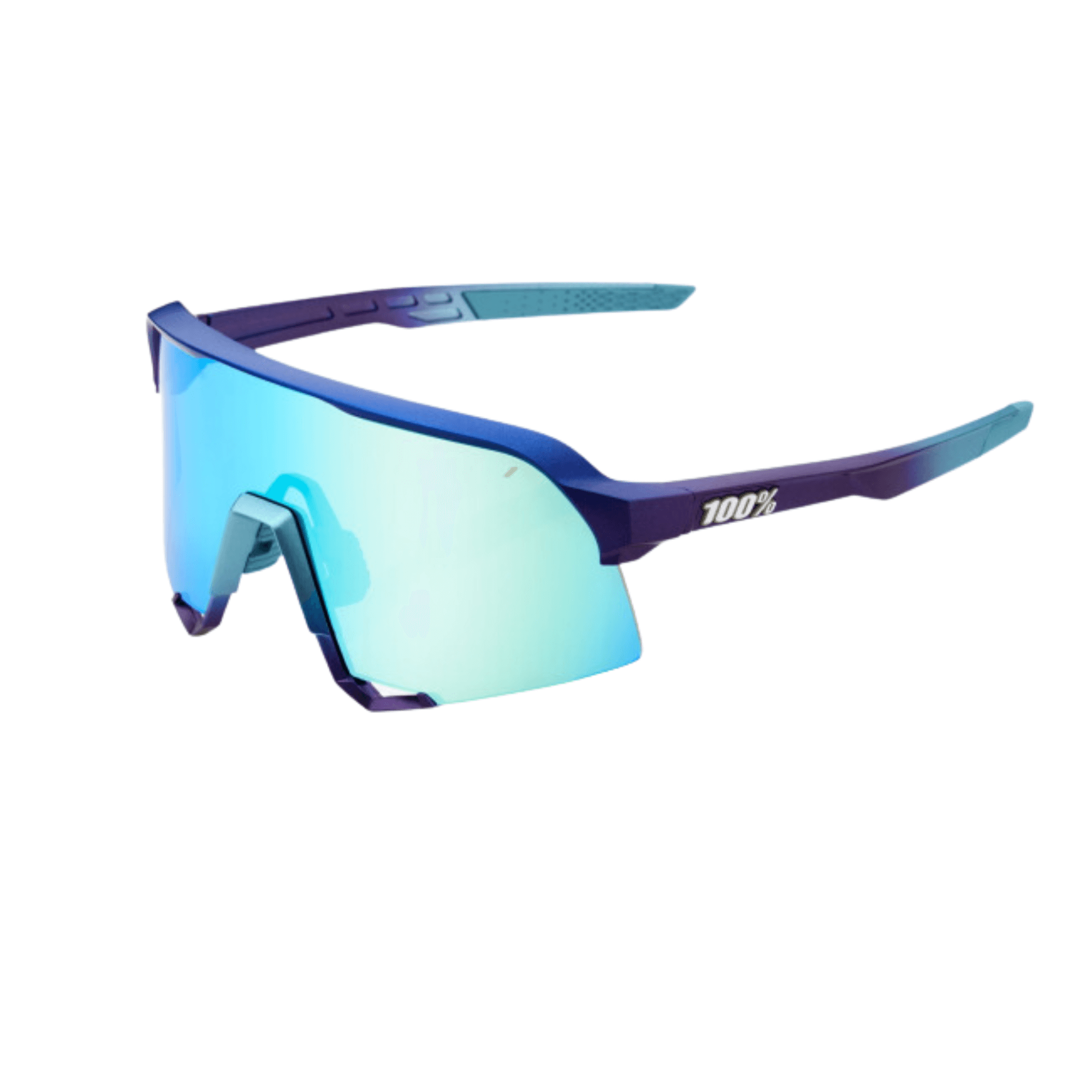 100% S3 Matte Metallic Blue sports sunglasses with multilayer mirror lens