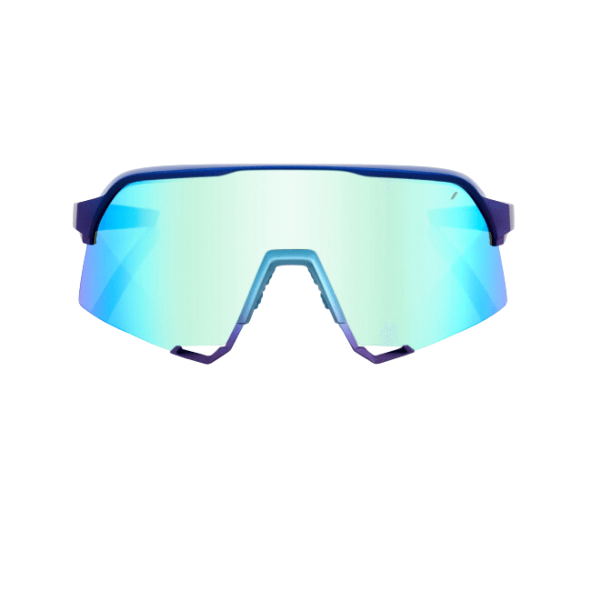 100% S3 Matte Metallic Blue sports sunglasses with multilayer mirror lens