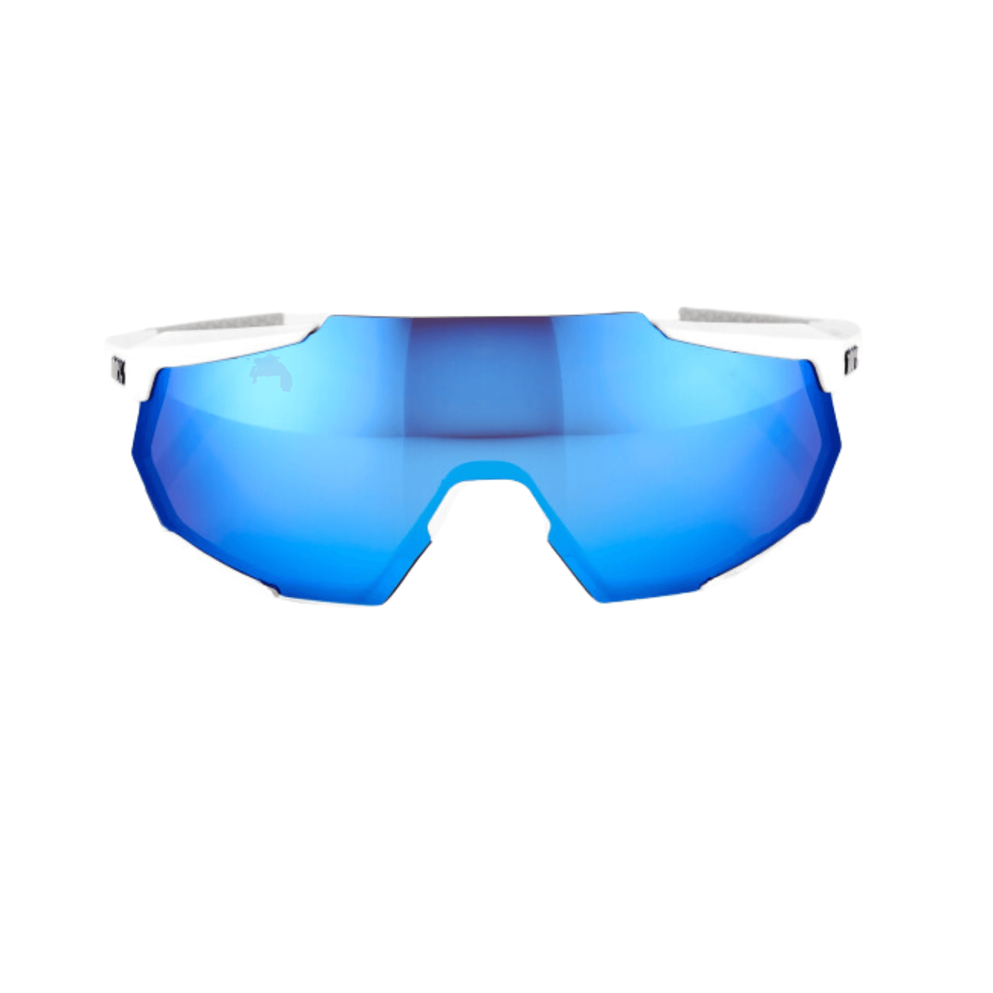100% Racetrap Matte White sunglasses with HiPER® Blue Multilayer Mirror Lens