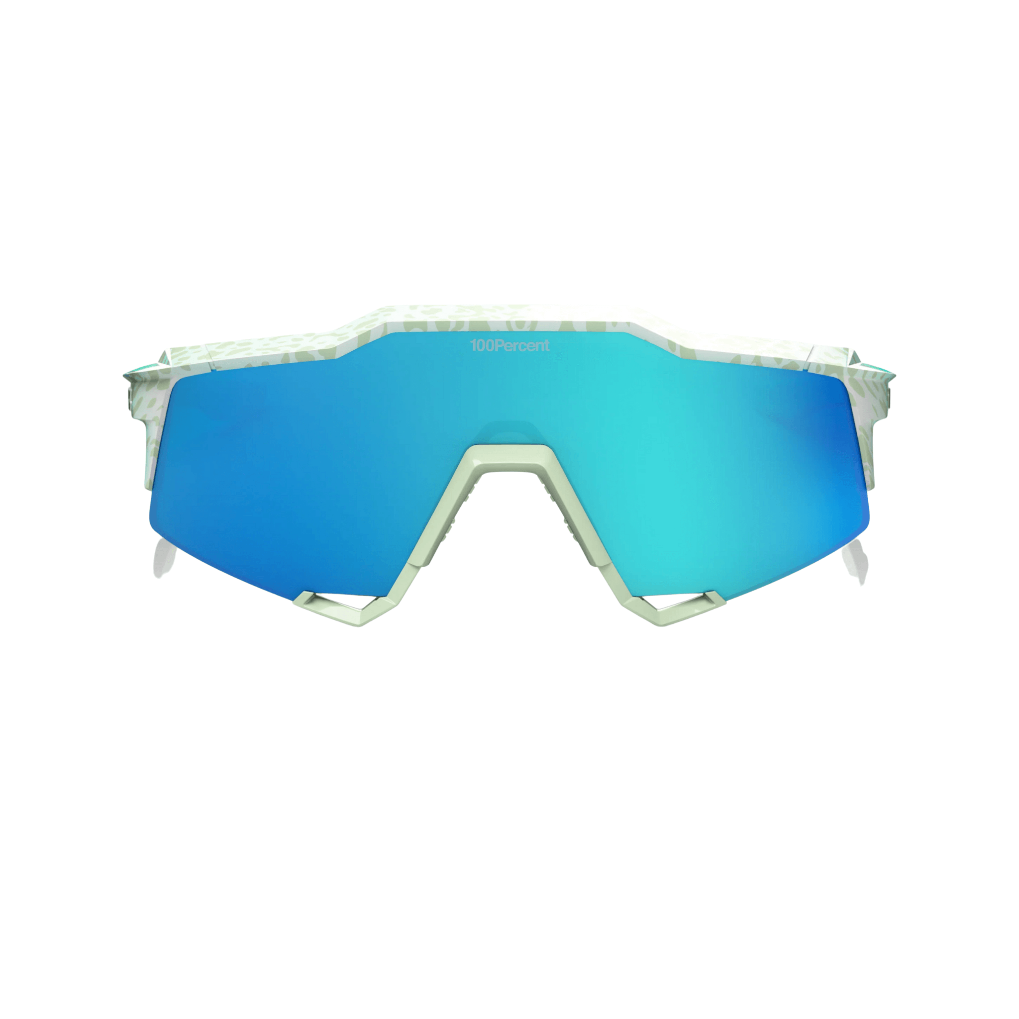 100% Speedcraft LE Elly 2 sunglasses front view with polished light green frame and unique green splatter graphic