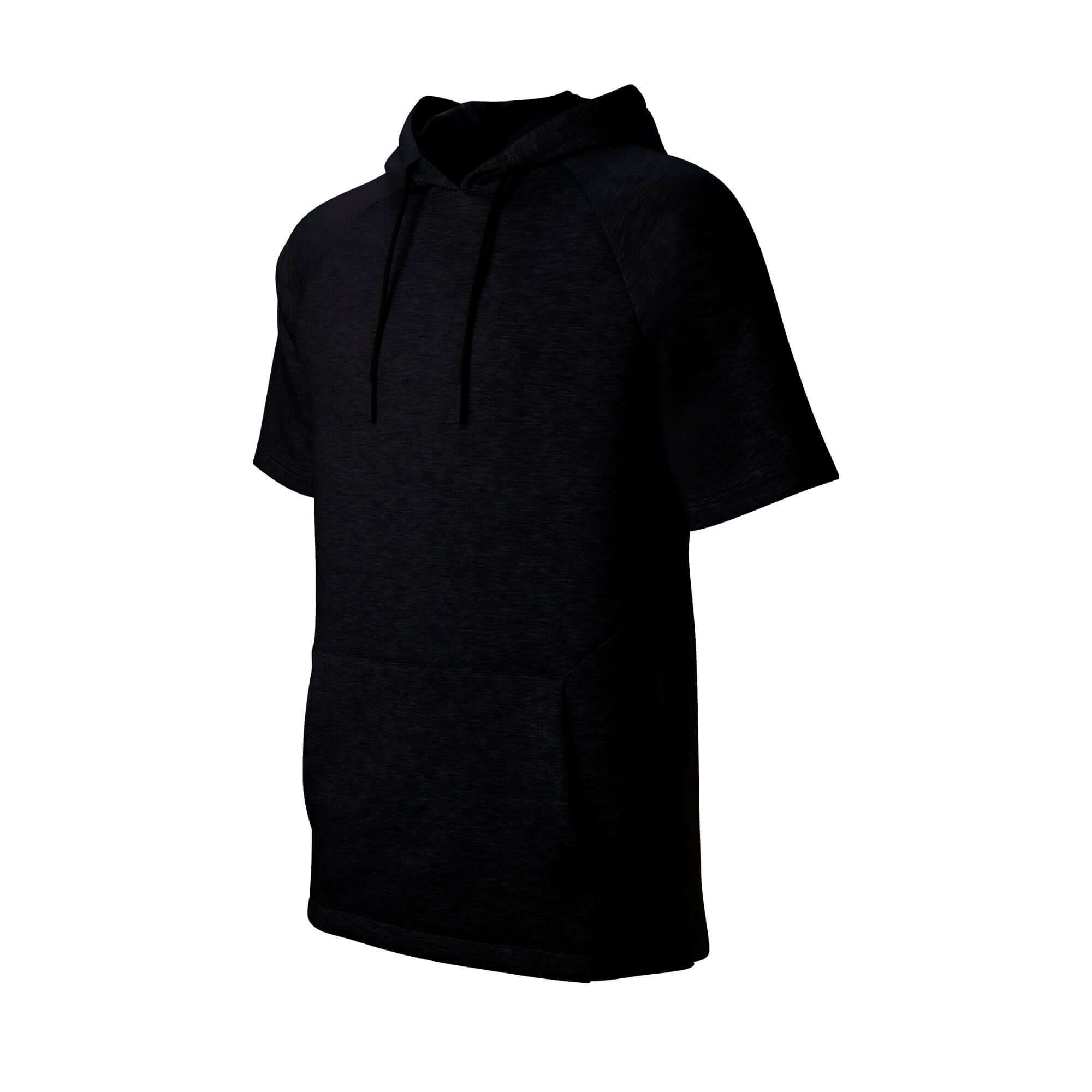 Evoshield Men's Pro Team Short Sleeve Hoodie 2.0 in black, featuring a soft fabric and comfortable fit for active wear.