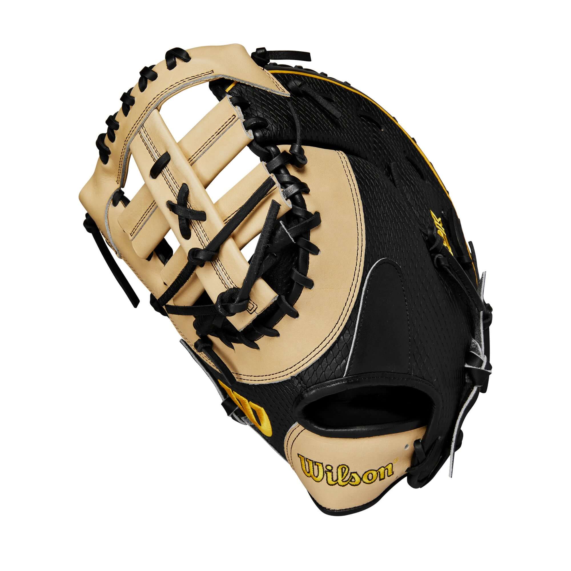 Wilson 2024 A2K Jose Abreu first base mitt, 12.5", made with Black Pro Stock leather and Spin Control Technology.
