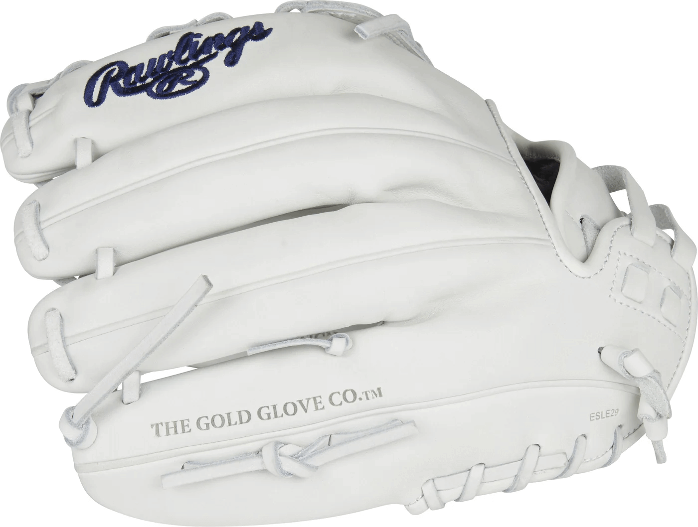 Rawlings Liberty Advanced 12.25" softball glove in white, showcasing quality leather and adjustable pull-strap design.