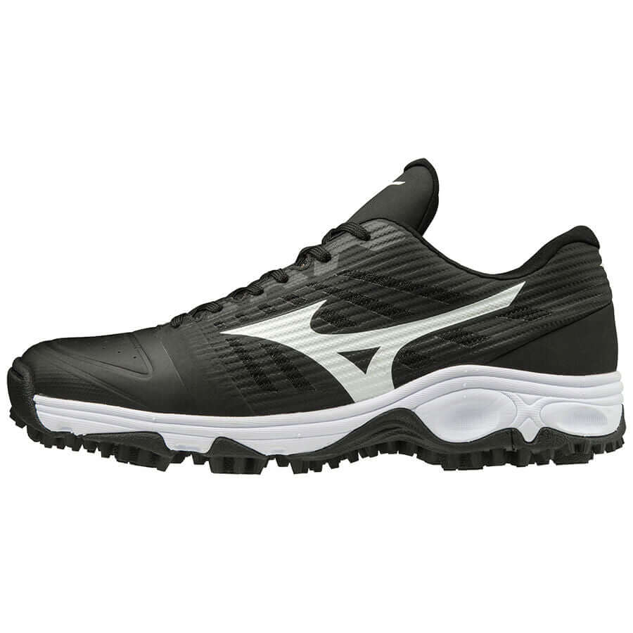 Mizuno Ambition 2 AS Black/White shoes featuring enhanced traction and flexibility for multi-sport use.