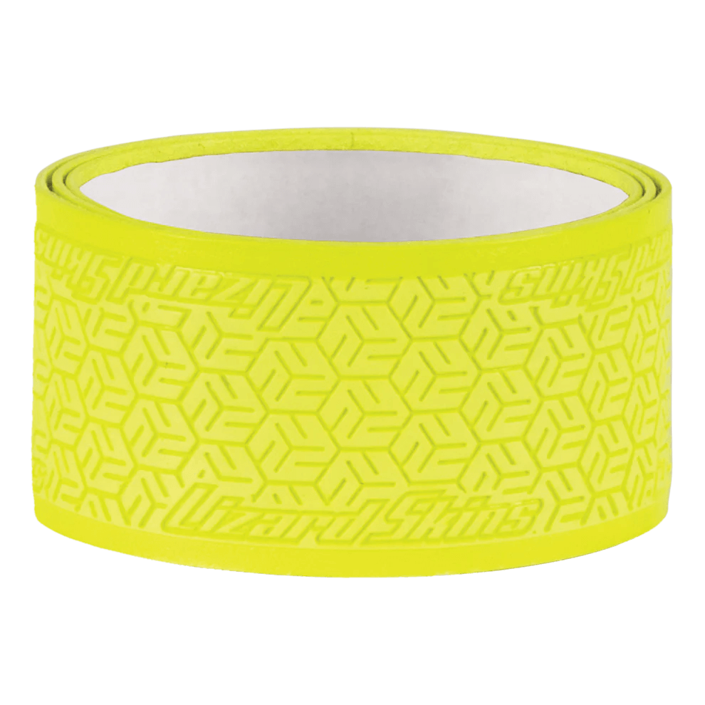 Lizard Skin DSP Ultra Pickleball Grip in Neon Yellow, 0.8 mm thickness, featuring textured grip and premium adhesive.