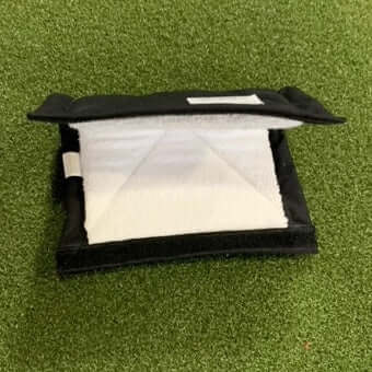 JDUB Pine Tar Rag open, showcasing its black and white design for easy pine tar application in baseball.