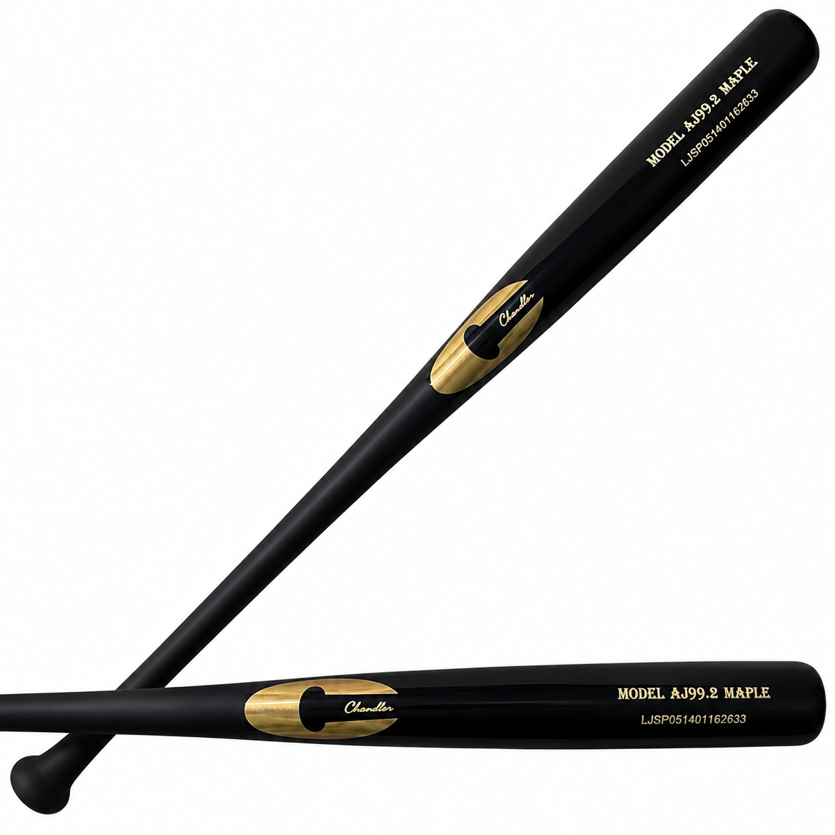 Chandler AJ99.2XP Wood Baseball Bat - Black Satin/Black Gloss/Gold