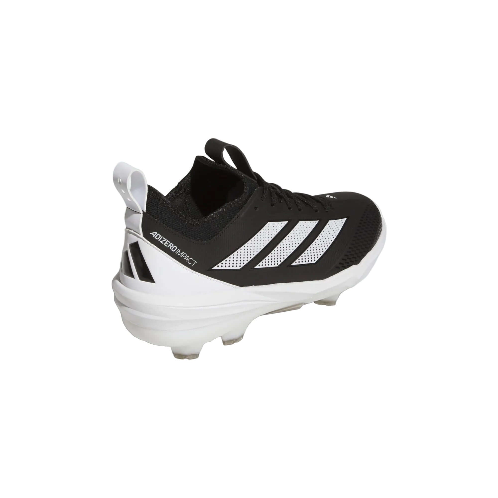 Adidas Adizero Impact 2.0 TPU Cleats - Core Black/Cloud White lightweight performance cleats for speed and stability on the diamond.
