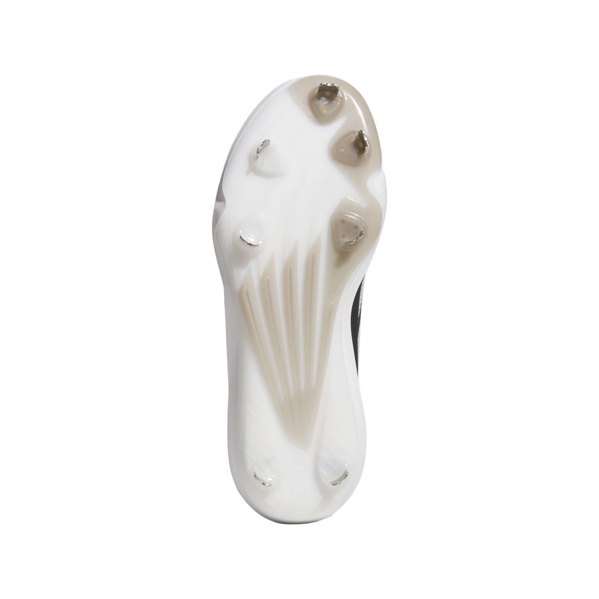 Adidas Adizero Impact 2.0 Baseball Cleats outsole design showcasing traction and stability features in black and white.