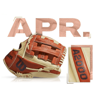 Custom Wilson A2000 PP05 baseball glove with April 2020 design, featuring unique color and style details.