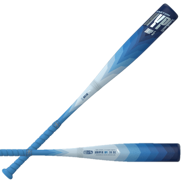 Easton Hype Fire 2024 Arctic Flame Limited Edition USSSA -5 baseball bat with blue gradient design.