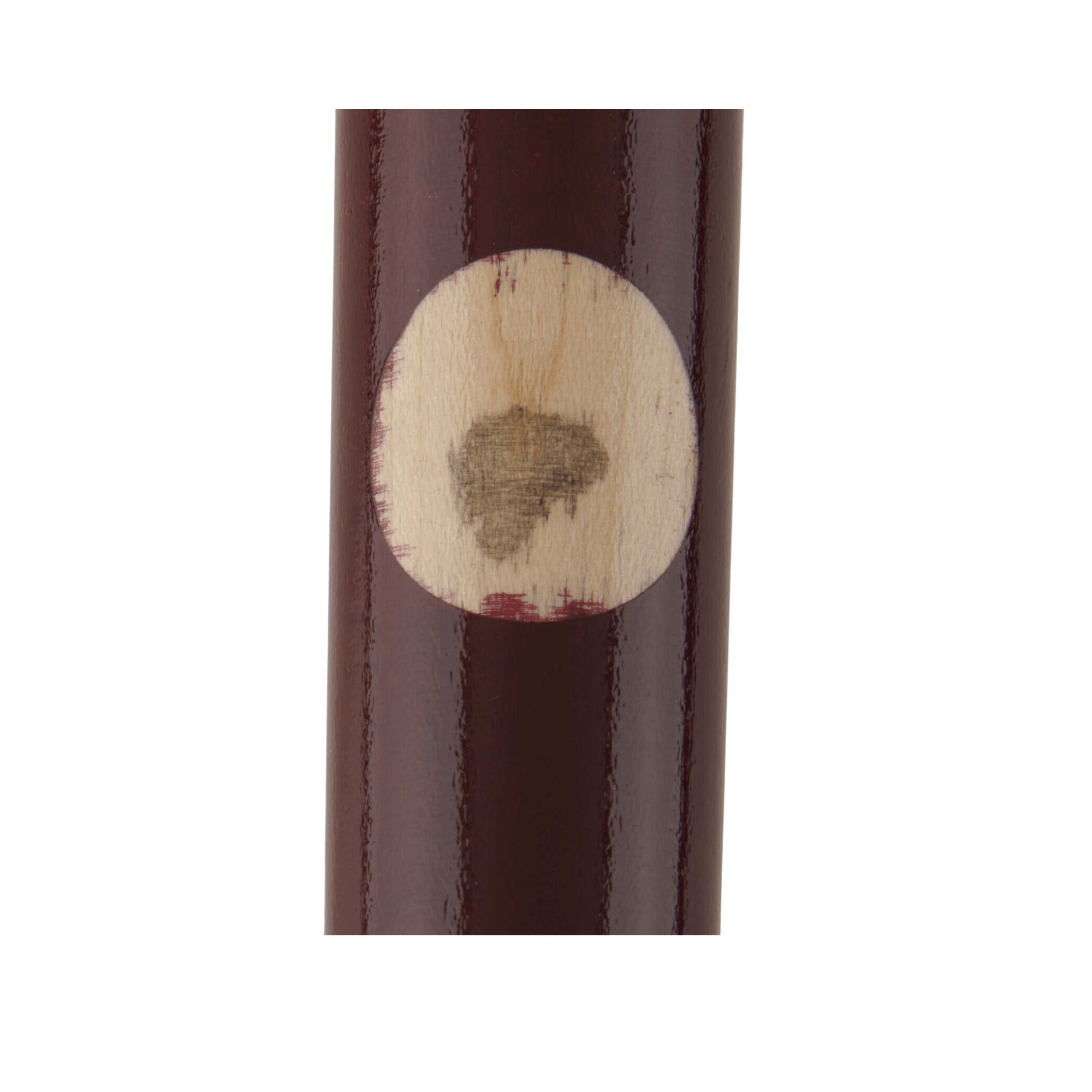 Close-up of the Rawlings Bryce Harper Pro Label Maple Wood Bat showing the barrel's stamp and finish.