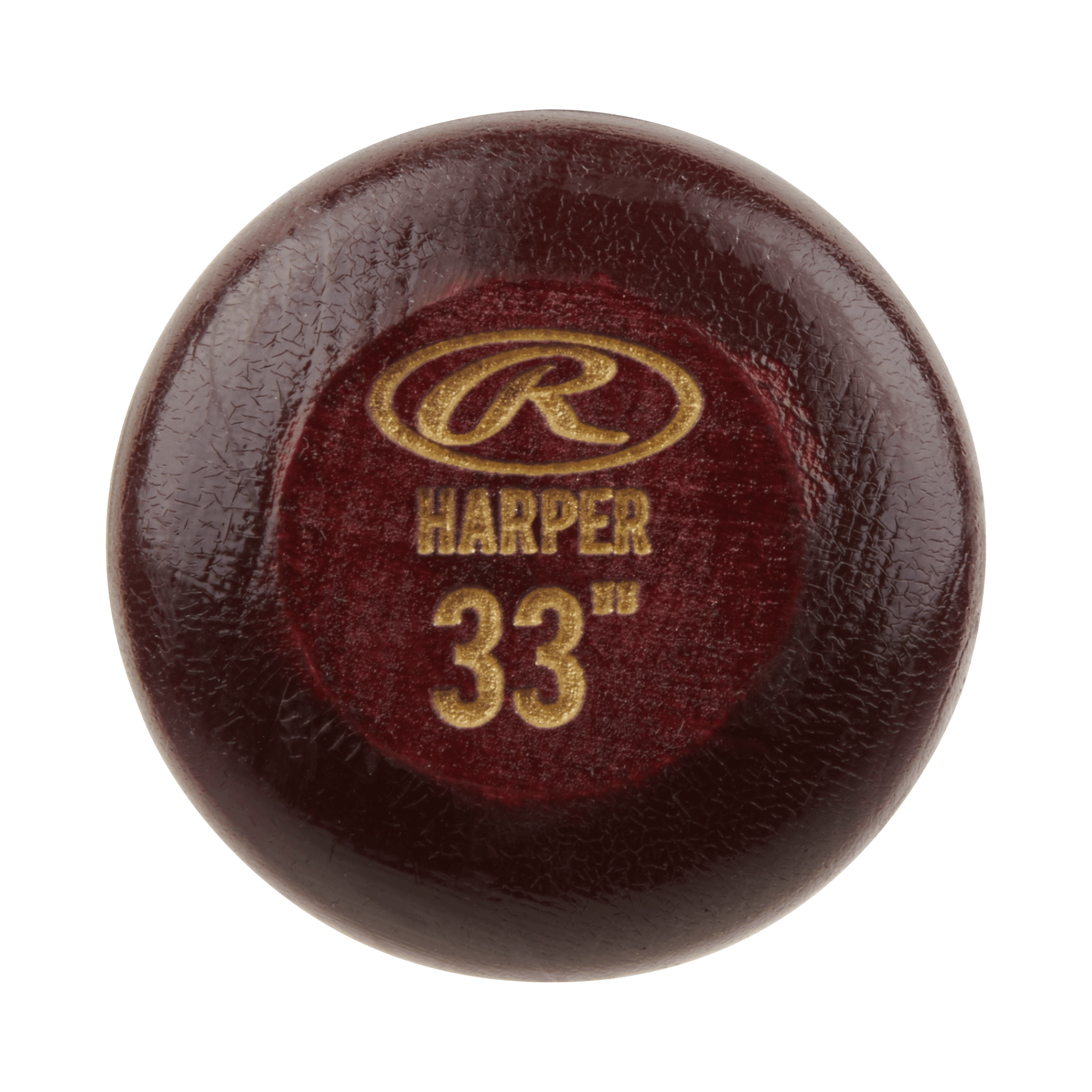 Rawlings Bryce Harper Pro Wood Bat, Maple 33, black barrel, wine red handle, gold foil Oval-R logo