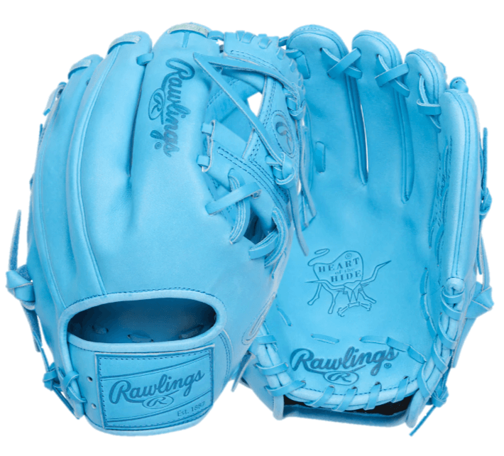 Rawlings Element Series 2.0 11.5" infield glove in Columbia Blue, showcasing its Heart of the Hide design.