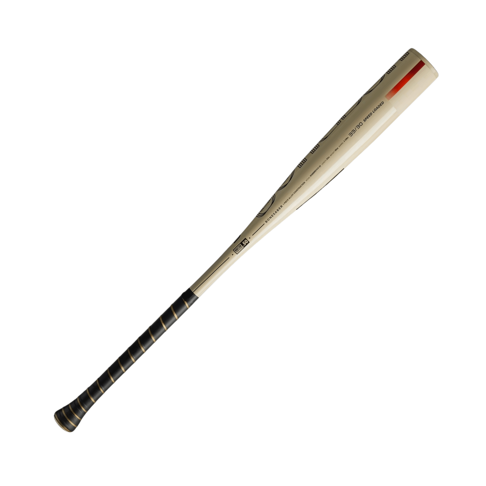 Warstic Bonesaber BBCOR metal baseball bat with Katana2X alloy barrel for improved swing speed and performance.