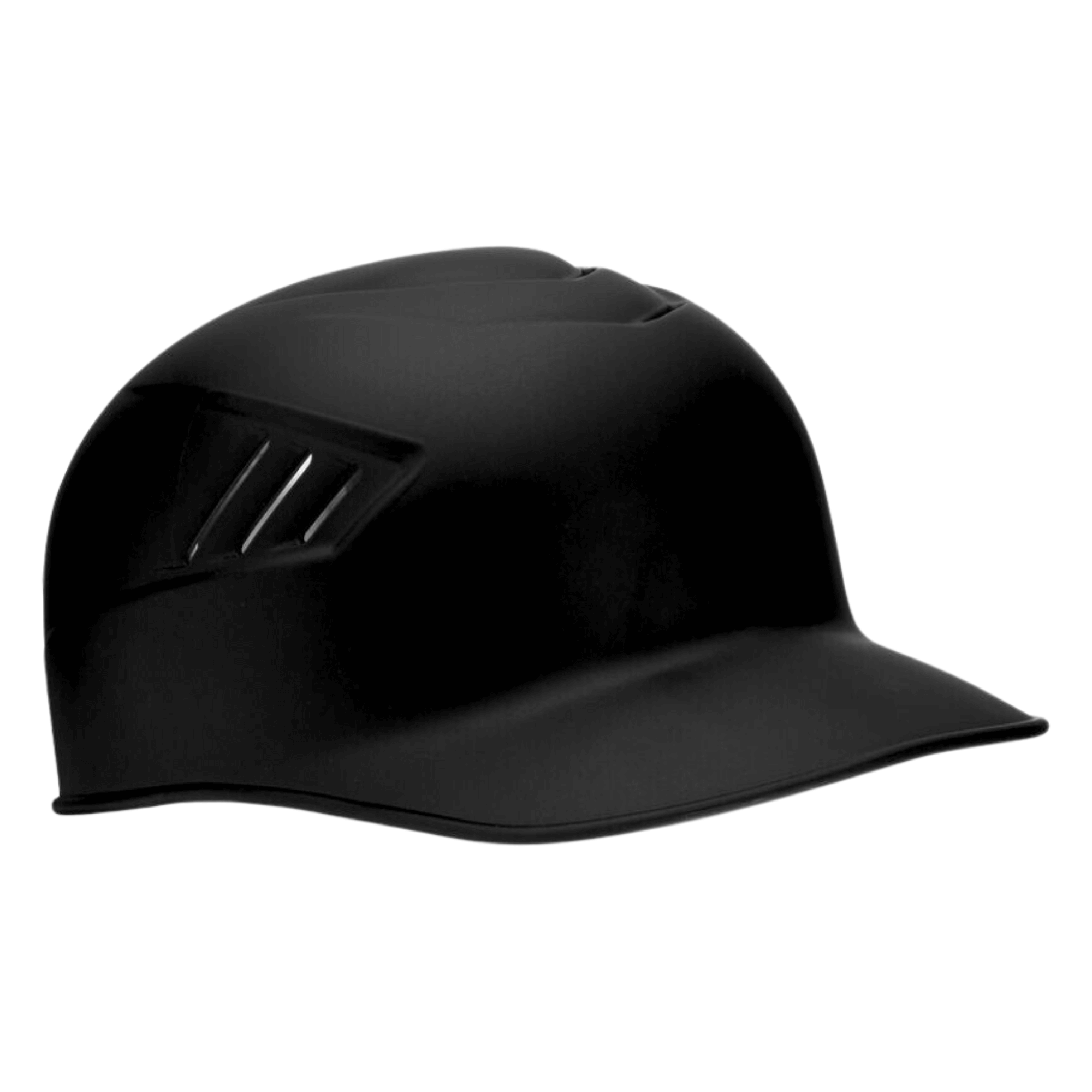 Rawlings Coolflo black catcher's and base coach skull cap helmet with matte finish and protective design.