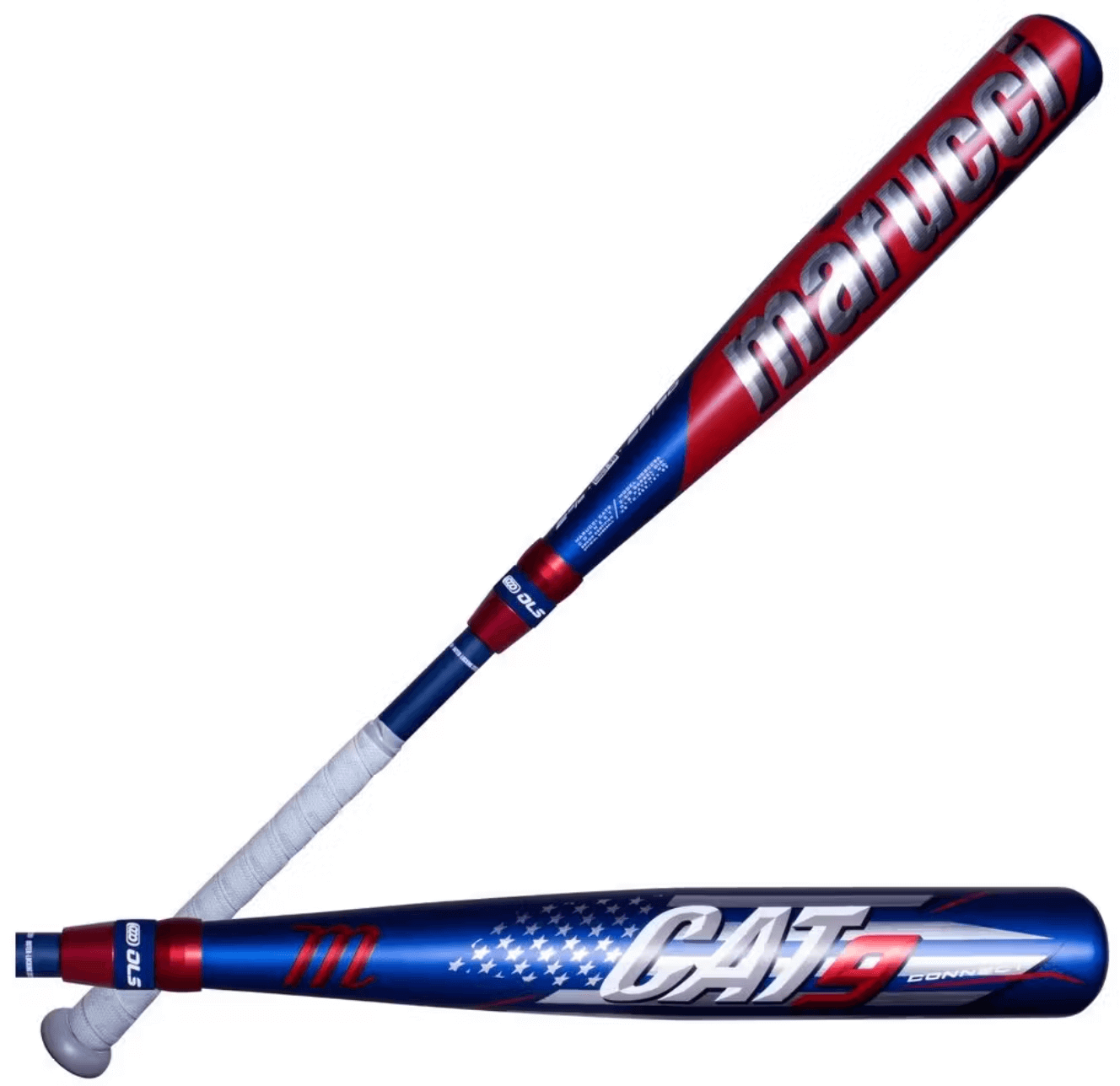 Marucci Cat9 Connect America -8 baseball bat with carbon composite handle and AZR alloy barrel.