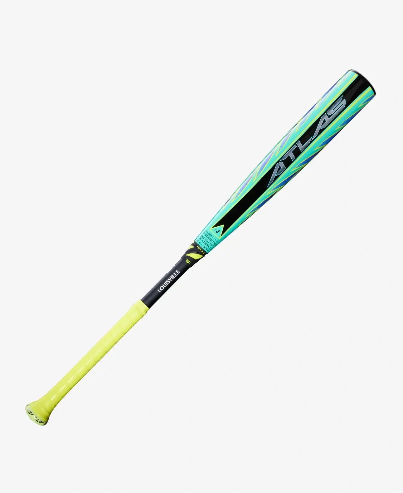 2026 Louisville Slugger Atlas Hybrid Green (-3) BBCOR Baseball Bat - side view showcasing design and color