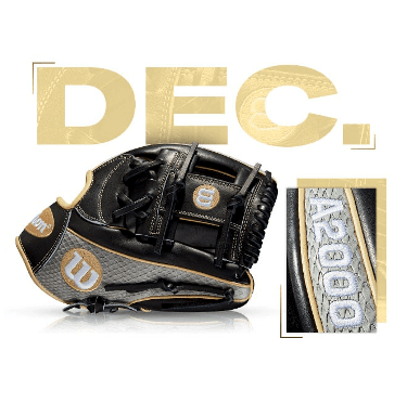 Wilson A2000 1787 Custom Snakeskin Leather glove December 2018, featuring black and gold design with unique details.