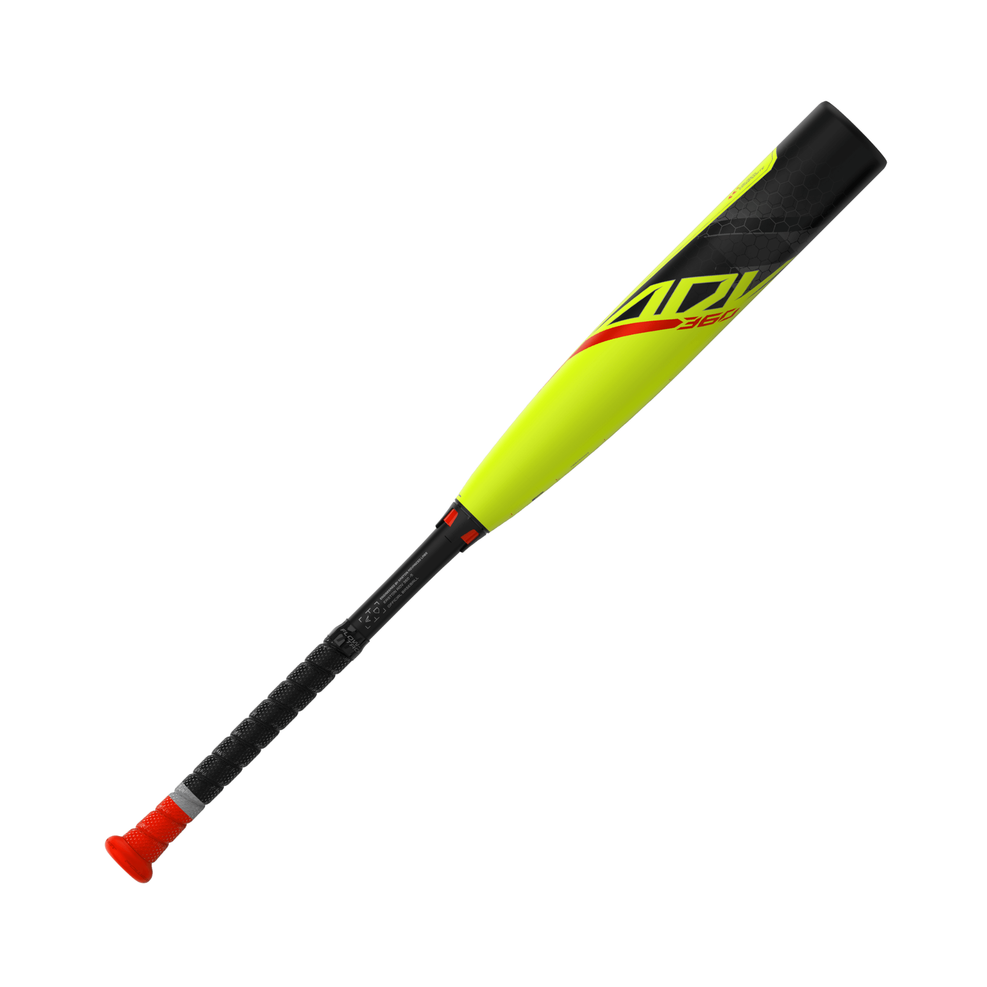 Easton ADV 360 -5 USA youth baseball bat with yellow barrel and black grip, featuring a dynamic design for young players.