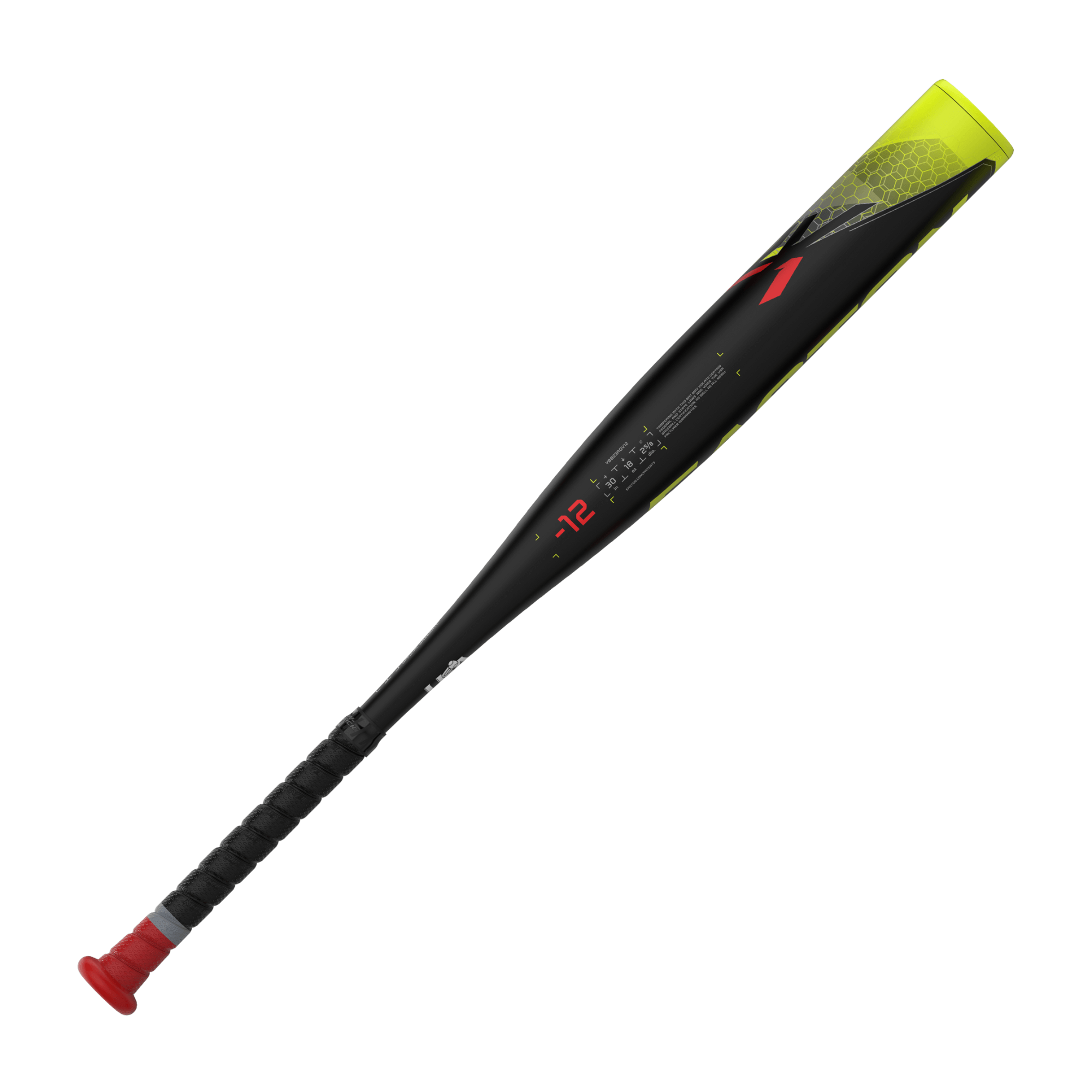 Easton ADV1-12 USA youth baseball bat with a 2 5/8" barrel, featuring a carbon fiber handle and vibrant yellow accents.