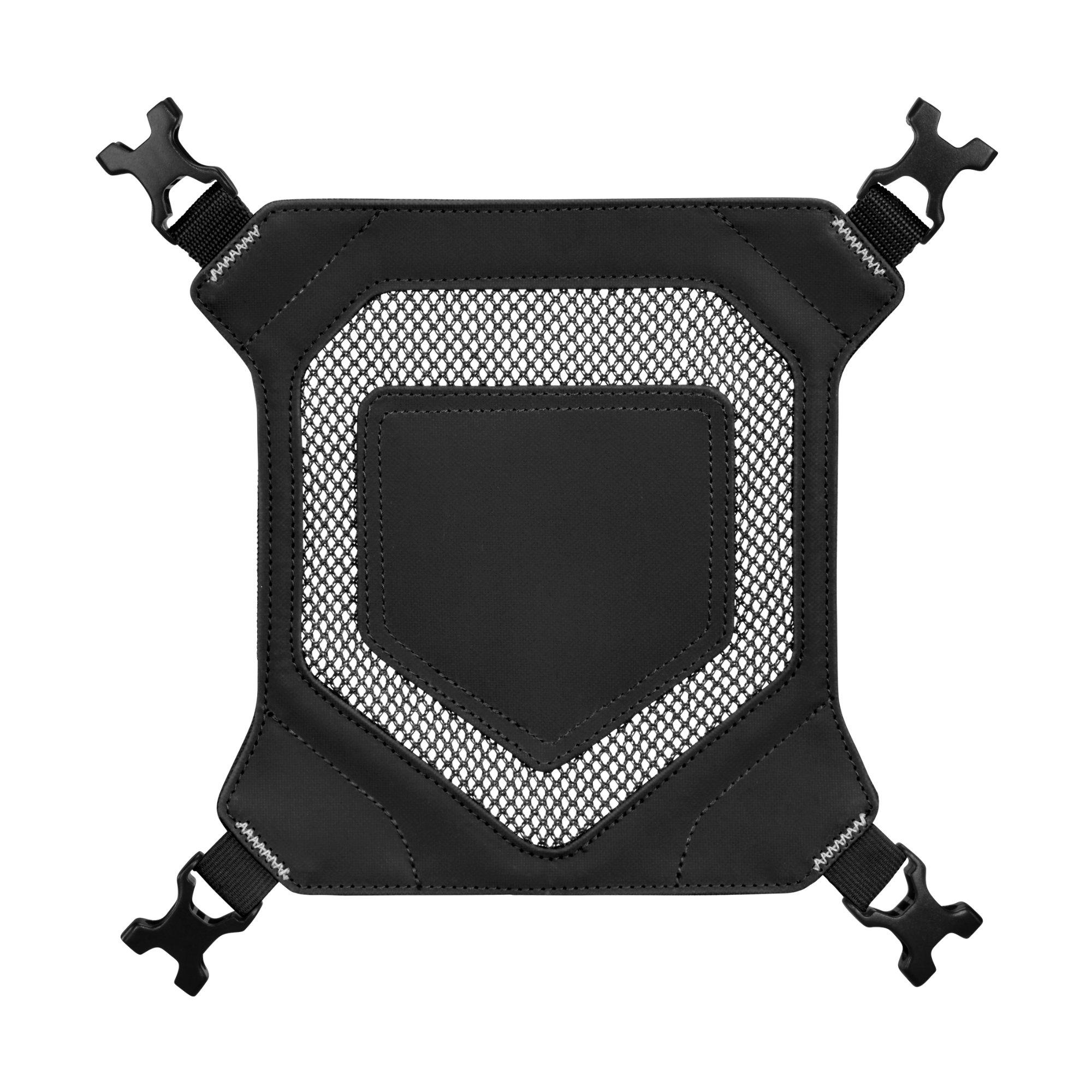 Easton Walk-Off Ethos Helmet Holder showing front view mesh design and attachment clips for backpacks.