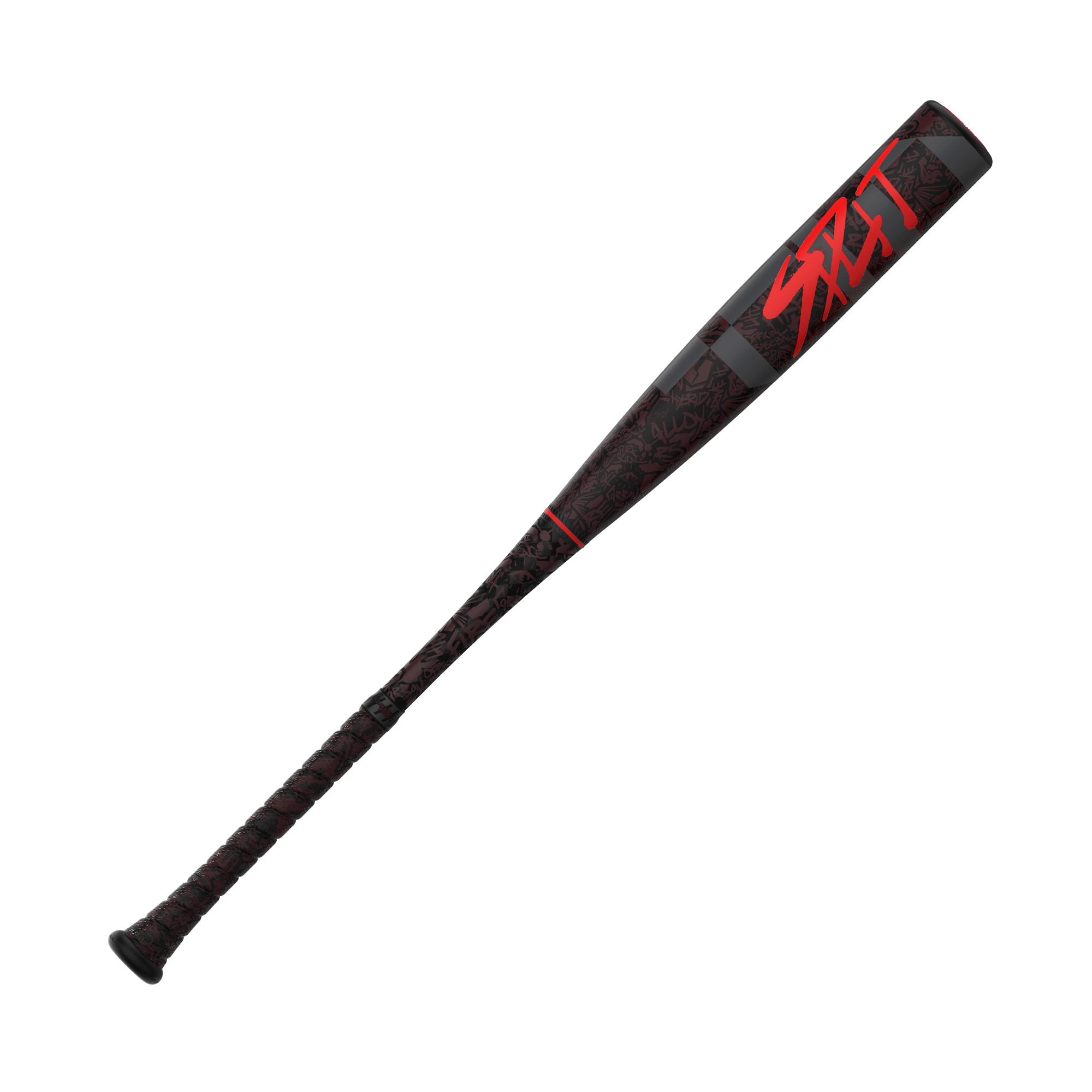 Easton 2024 Split -3 BBCOR baseball bat with red accents and textured grip for enhanced performance and control.