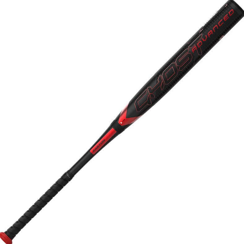Easton 2024 Ghost Advanced -9 Fastpitch Softball Bat featuring Double Barrel 3 technology and a sleek black and red design.