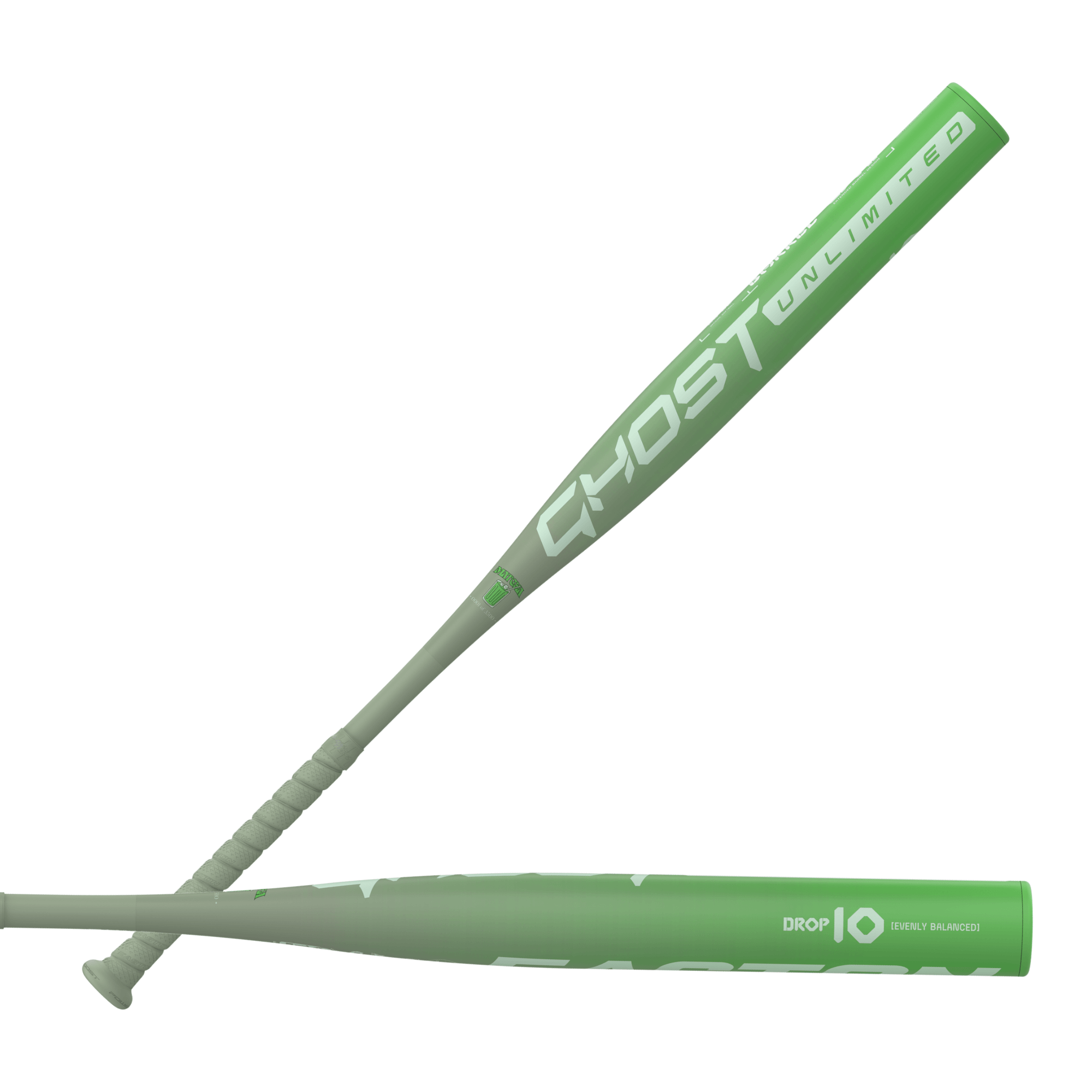 Easton Ghost Unlimited Matcha 2025 (-10) baseball bats showcasing Double Barrel EXT technology and lightweight design.