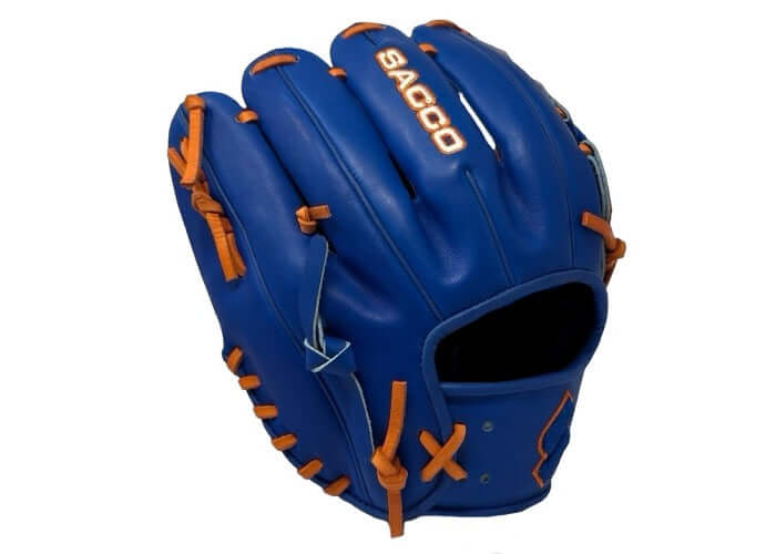 Right Side with Finger Detail of Sacco European Kip H-Web Glove 11.5 Inch - Royal and Orange