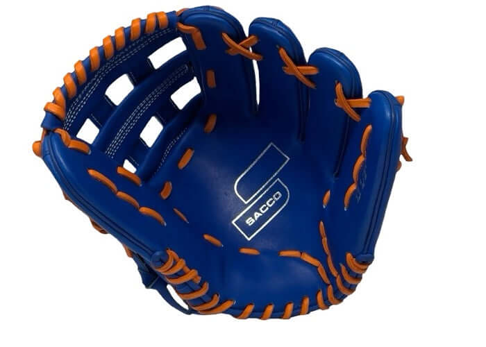 Palm View of Sacco European Kip H-Web Glove 11.5 Inch - Royal and Orange