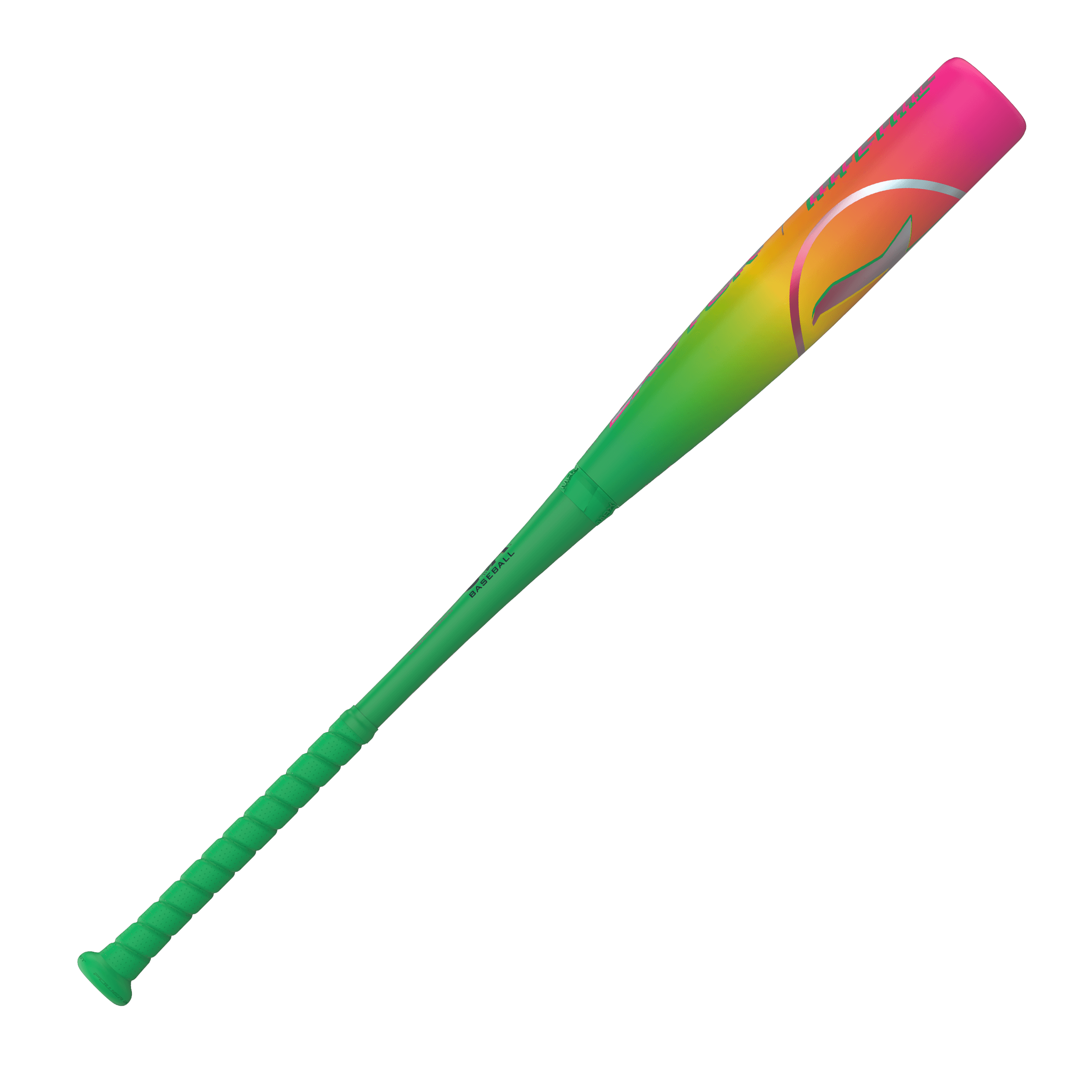 2026 Easton Hype Fire (-8) USA Baseball Bat side profile view with green handle and vibrant pink-yellow barrel.