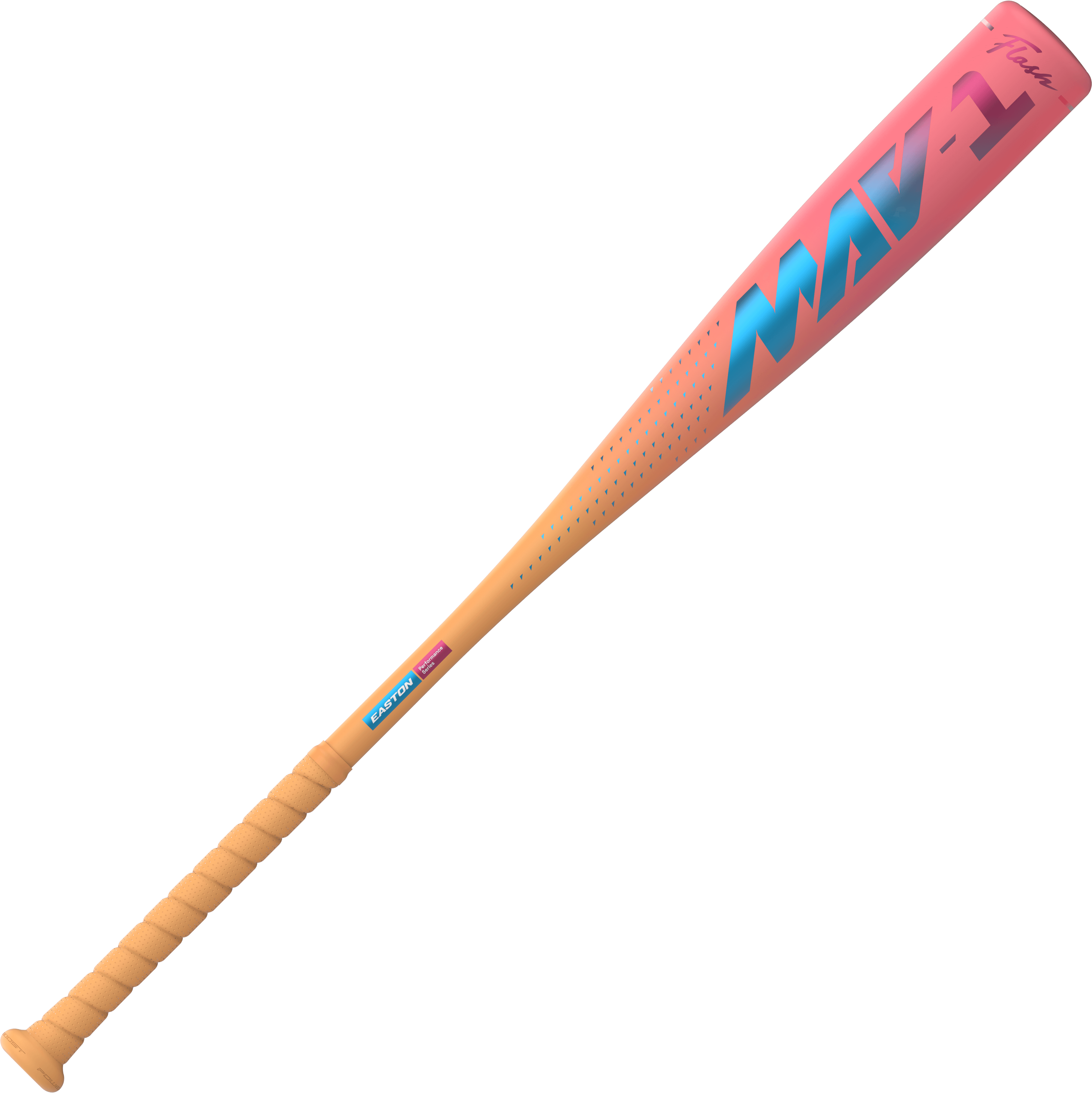 Closeup of Easton Mav1 Flash Bat with advanced FlashPoint Alloy.