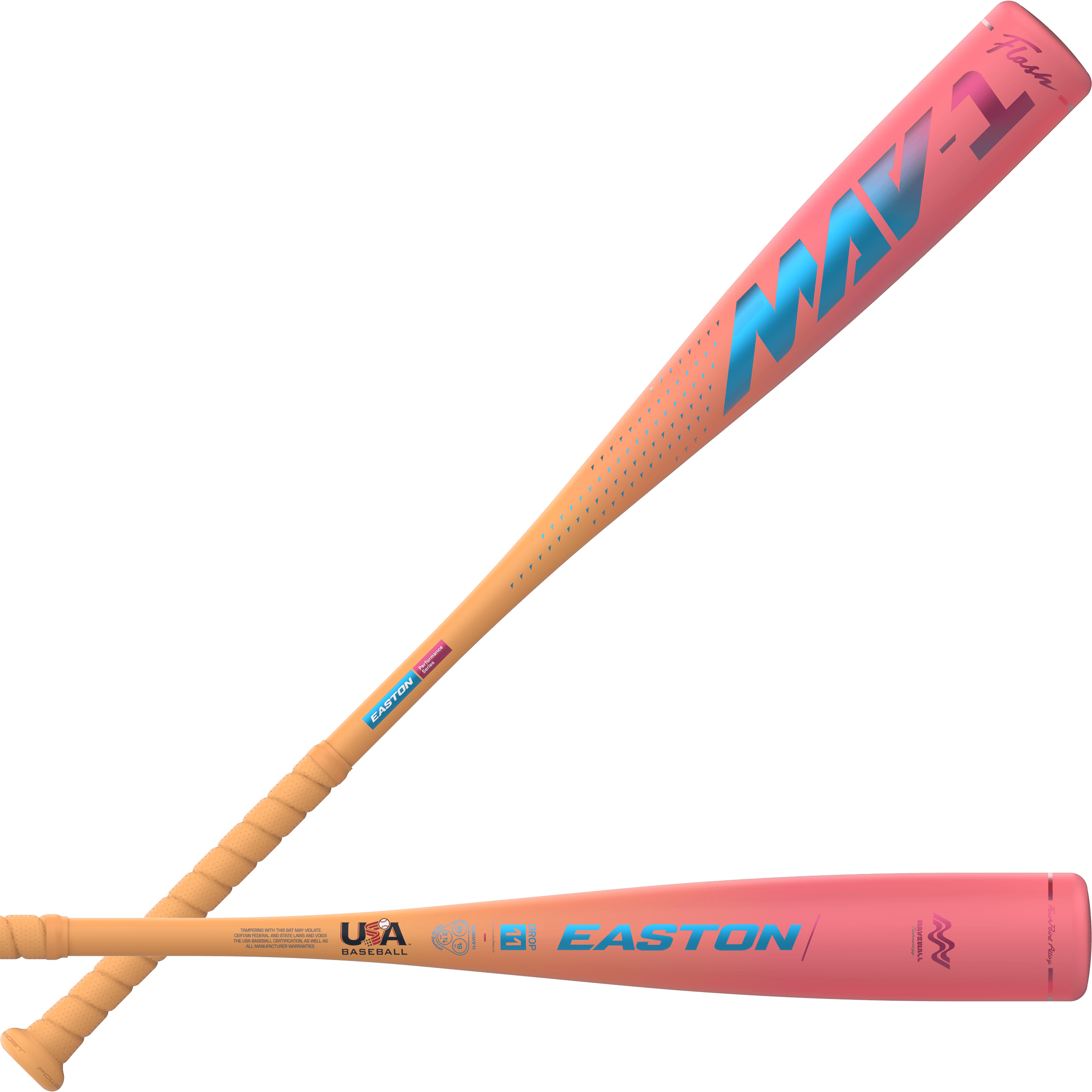 2026 Easton Mav1 Flash (-11) USA Baseball Bat front and back view.