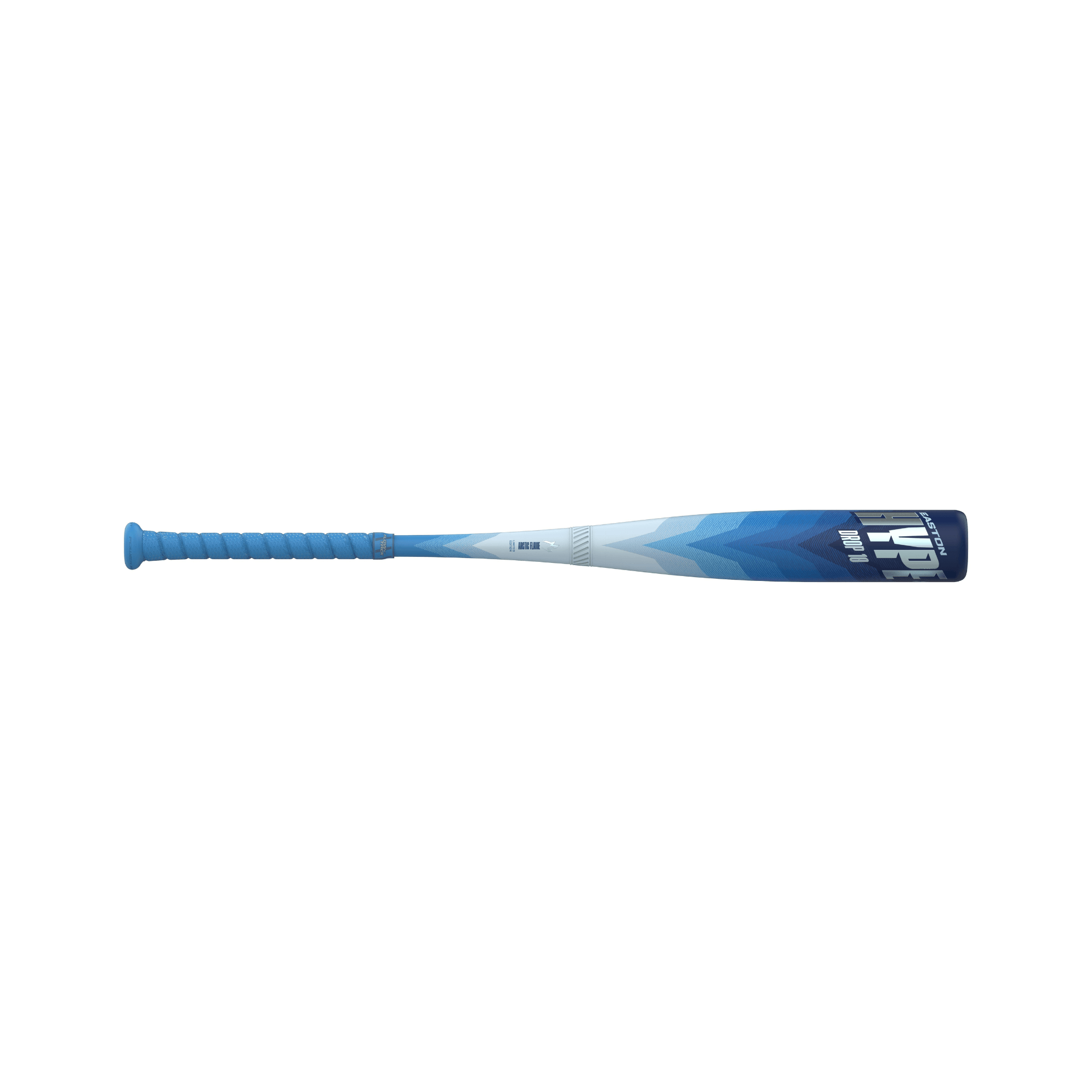 Easton Hype Fire 2024 Arctic Flame Limited Edition USSSA-10 baseball bat with a blue and white gradient design.