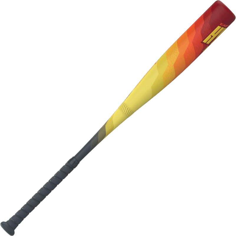 Easton Hype Fire 2024 (-8) USSSA baseball bat with a vibrant red, orange, and yellow design, showcasing advanced Thermo Composite Technology.