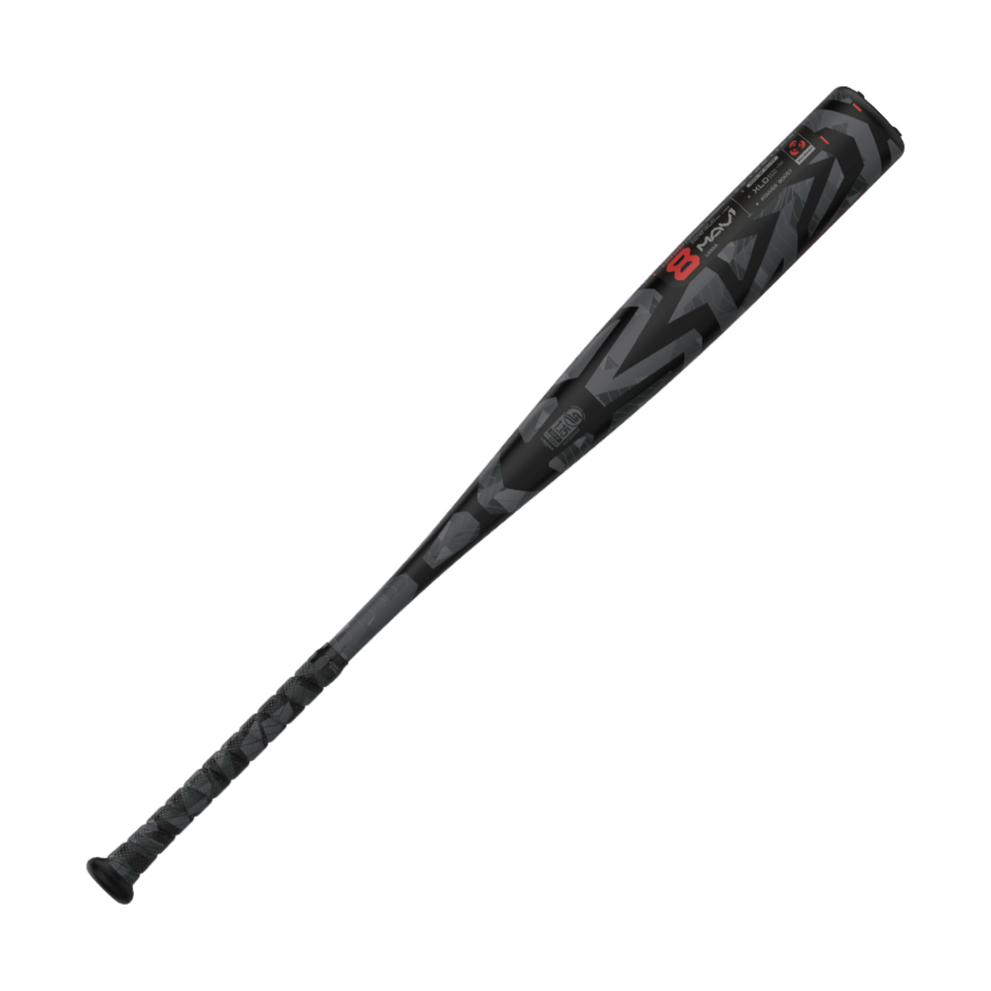 Easton Mav1 -8 USSSA youth baseball bat with a 2 3/4 inch barrel, featuring a sleek black and gray design.
