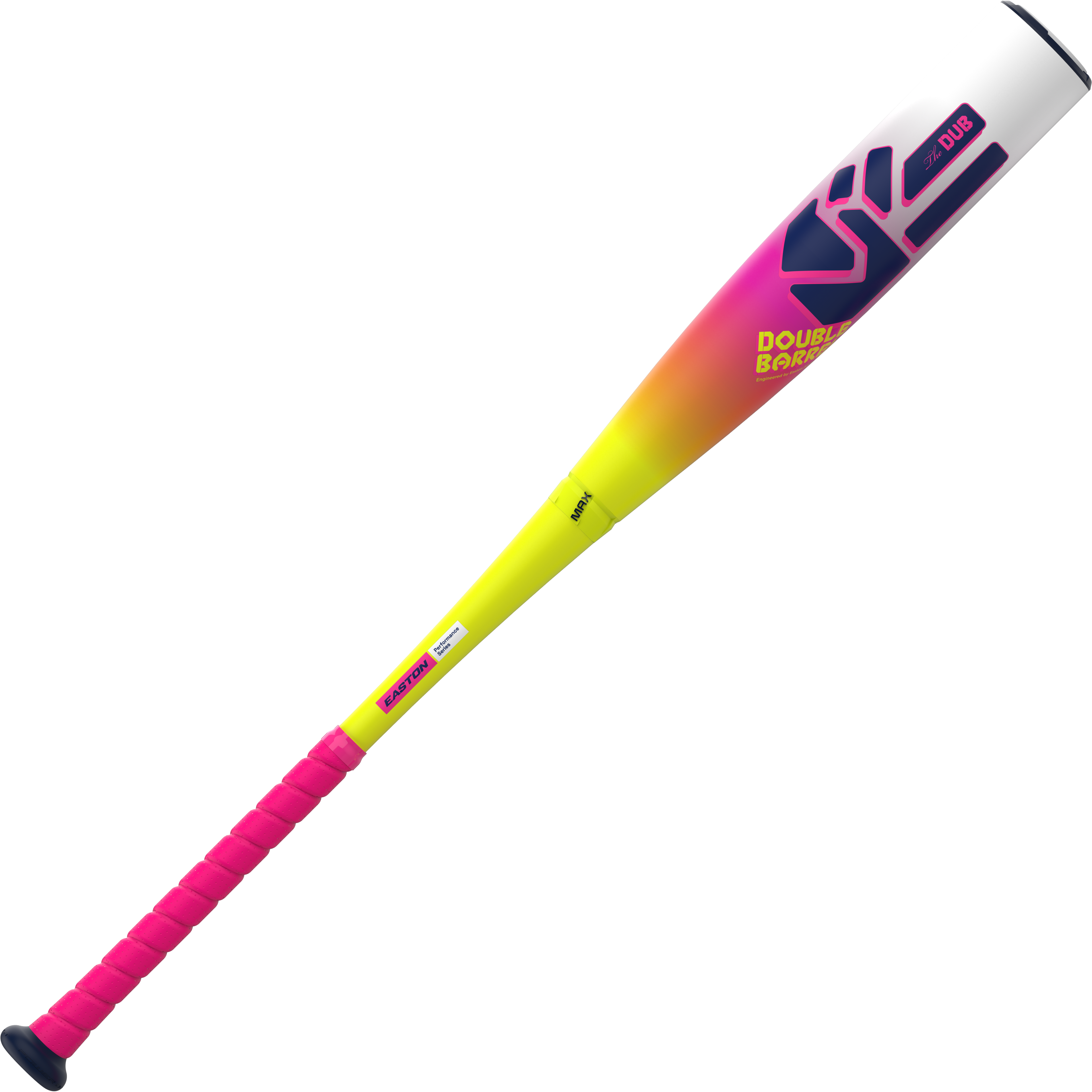 Front view of the Easton The DUB -5 Bat highlighting its bold graphics and advanced composite construction.
