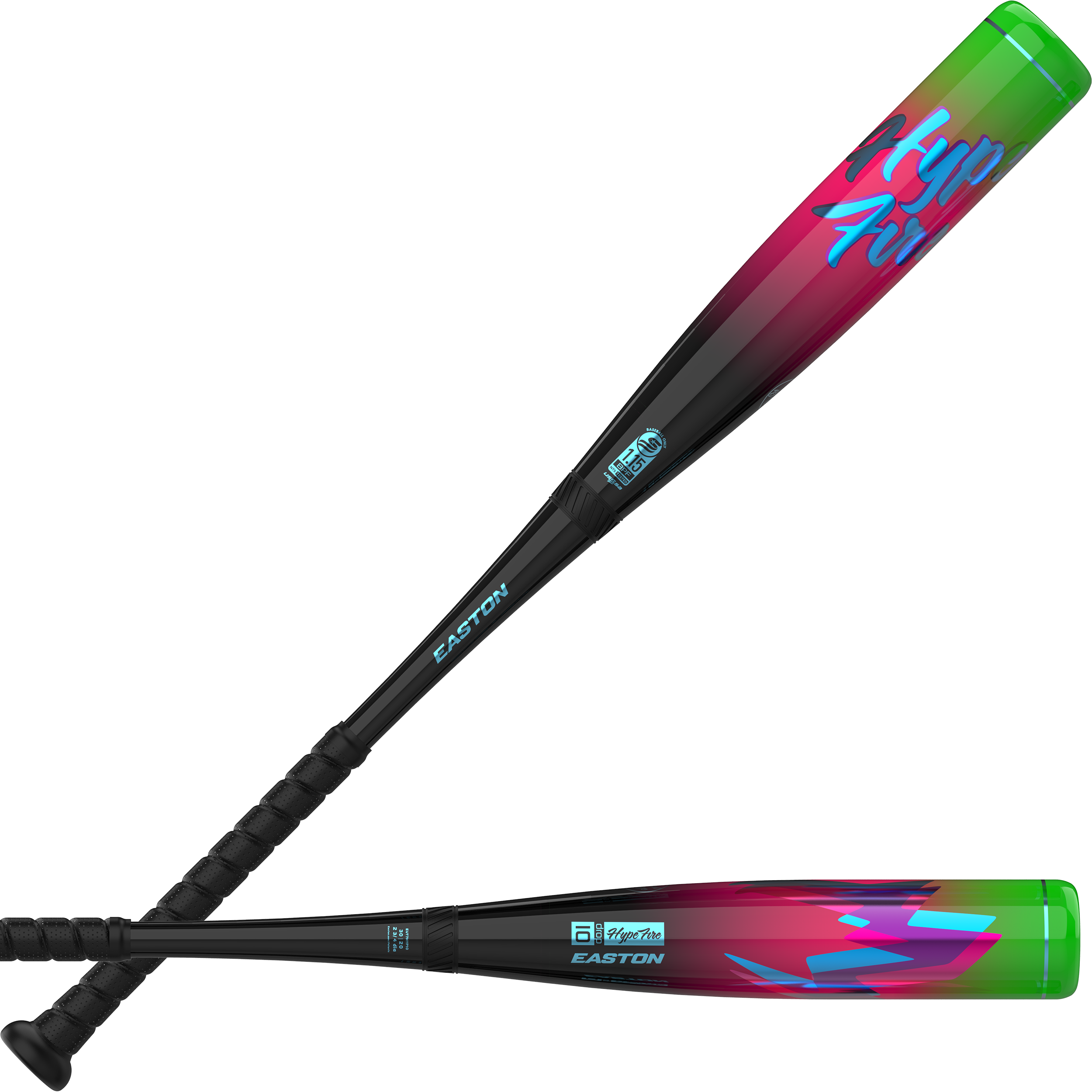 2027 Easton Hype Fire -10 USSSA Baseball Bat front and back combination view with two-piece composite construction