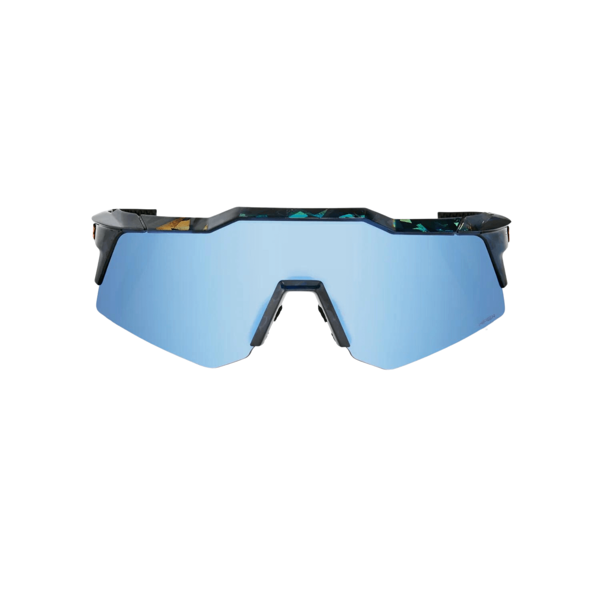 100% Speedcraft XS Black Holographic glasses with blue multilayer mirror lens, designed for optimal visibility and UV protection.