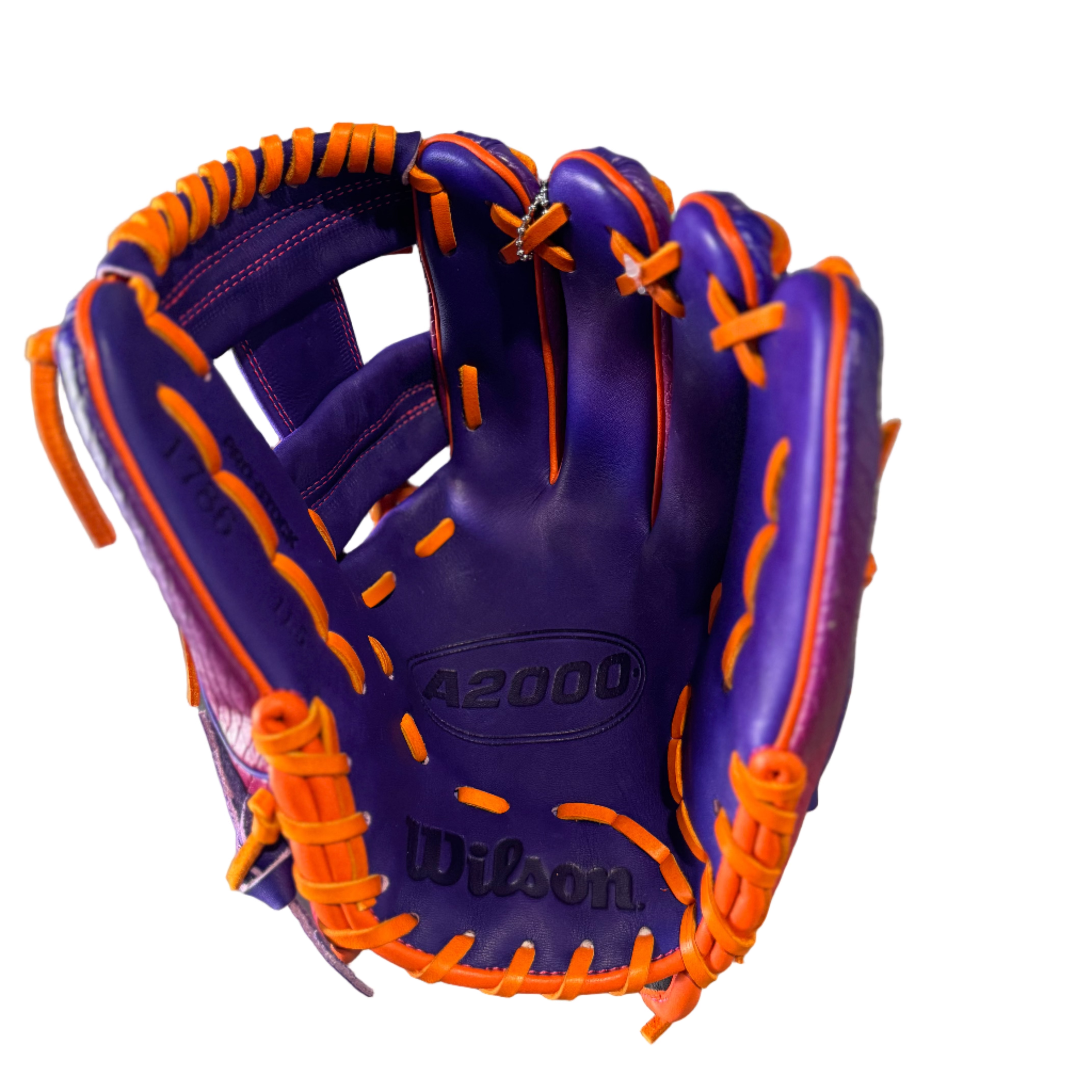 Wilson A2000 1786 Arizona Sunset baseball glove palm view with shallow infield pocket and Pro Stock® leather texture.